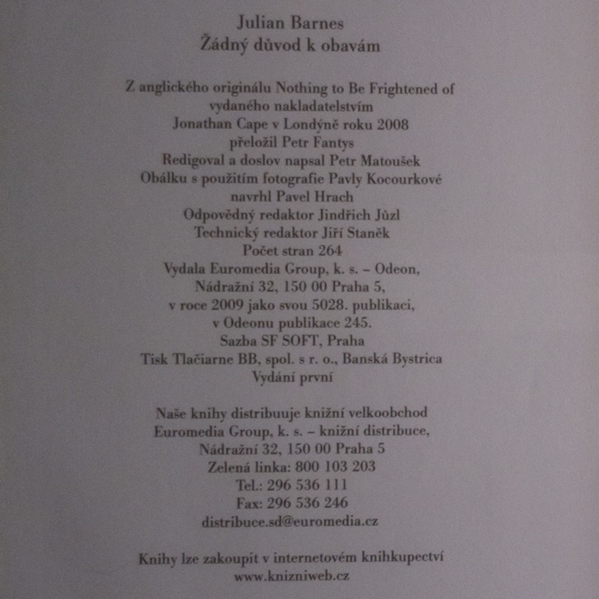 Julian Barnes Žádný důvod k obavám