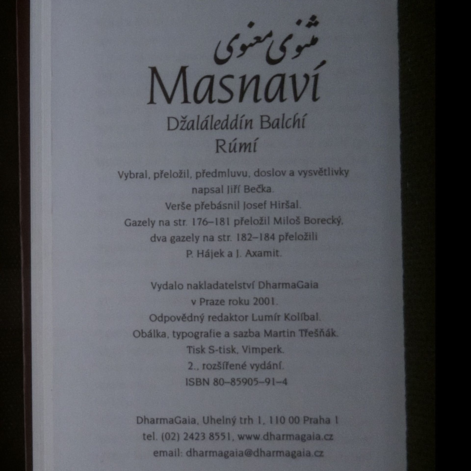 Dzalaleddin Balchi Rúmí Masnaví. Básně vnitřního smyslu