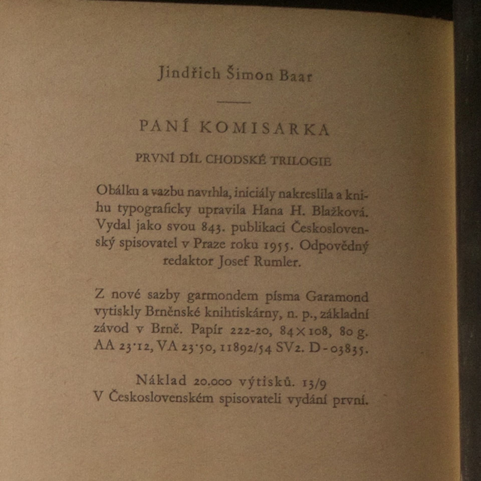 Jindřich Šimon Baar Paní komisarka. Osmačtyřicátníci. Lůsy