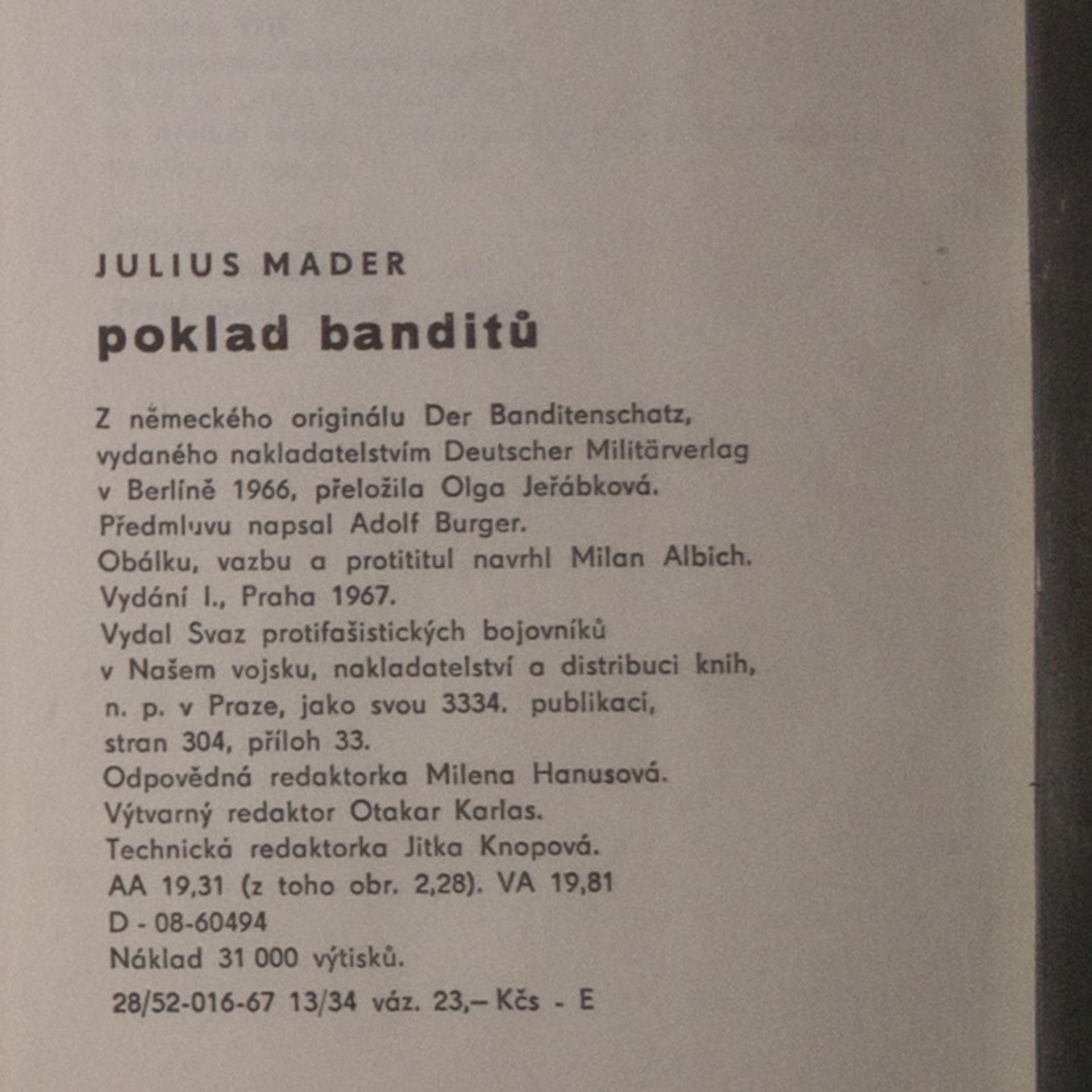Julius Mader Poklad banditů