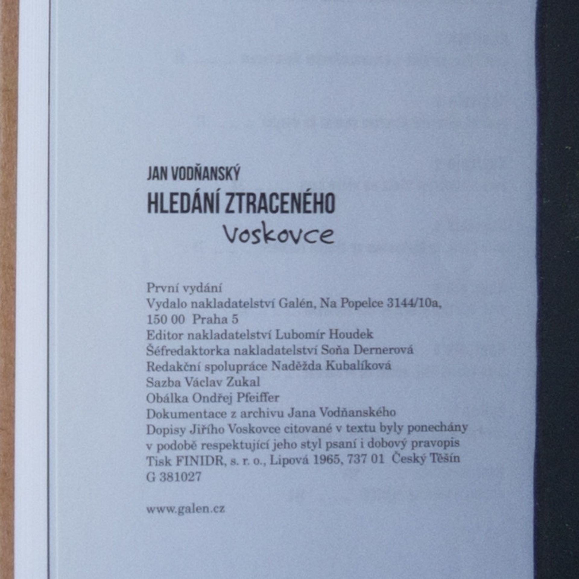 Jan Vodňanský Hledání ztraceného Voskovce