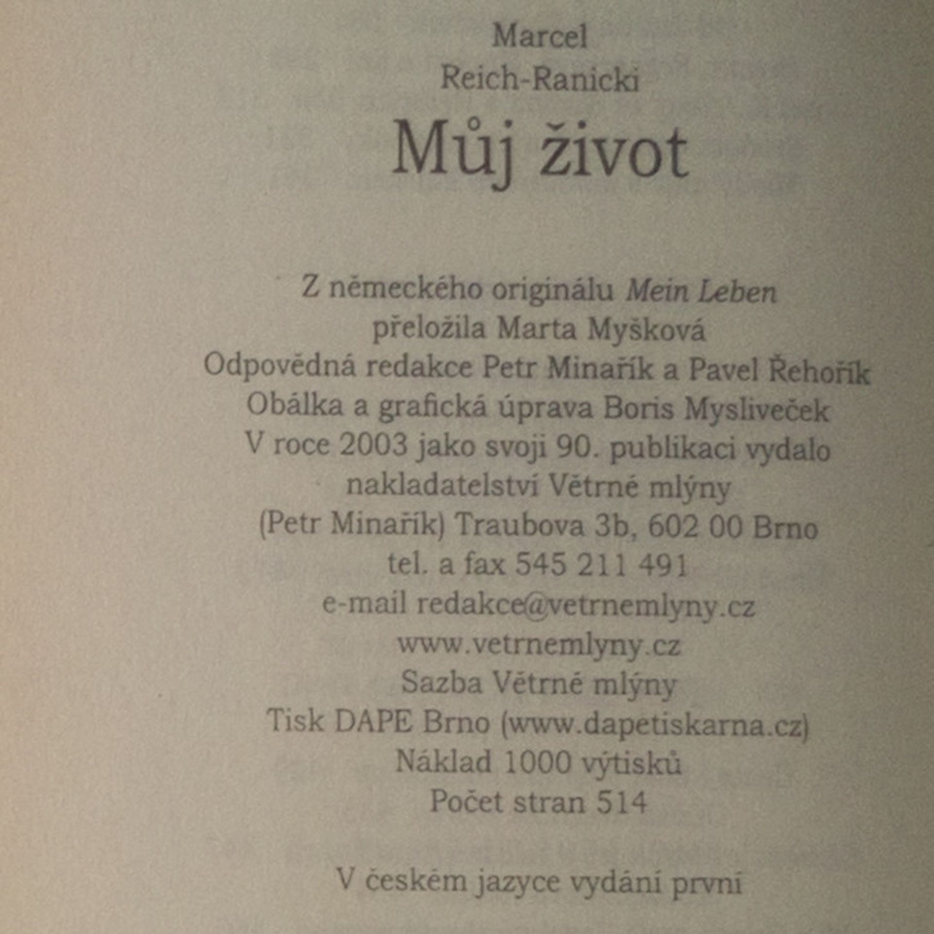 Marcel Reich-Ranicki Můj život