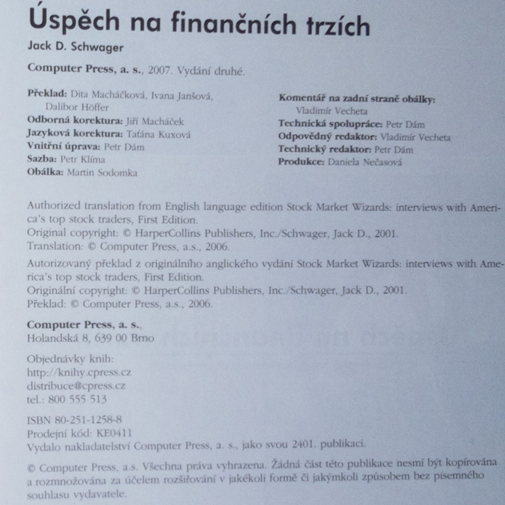 Jack D. Schwager Úspěch na finančních trzích