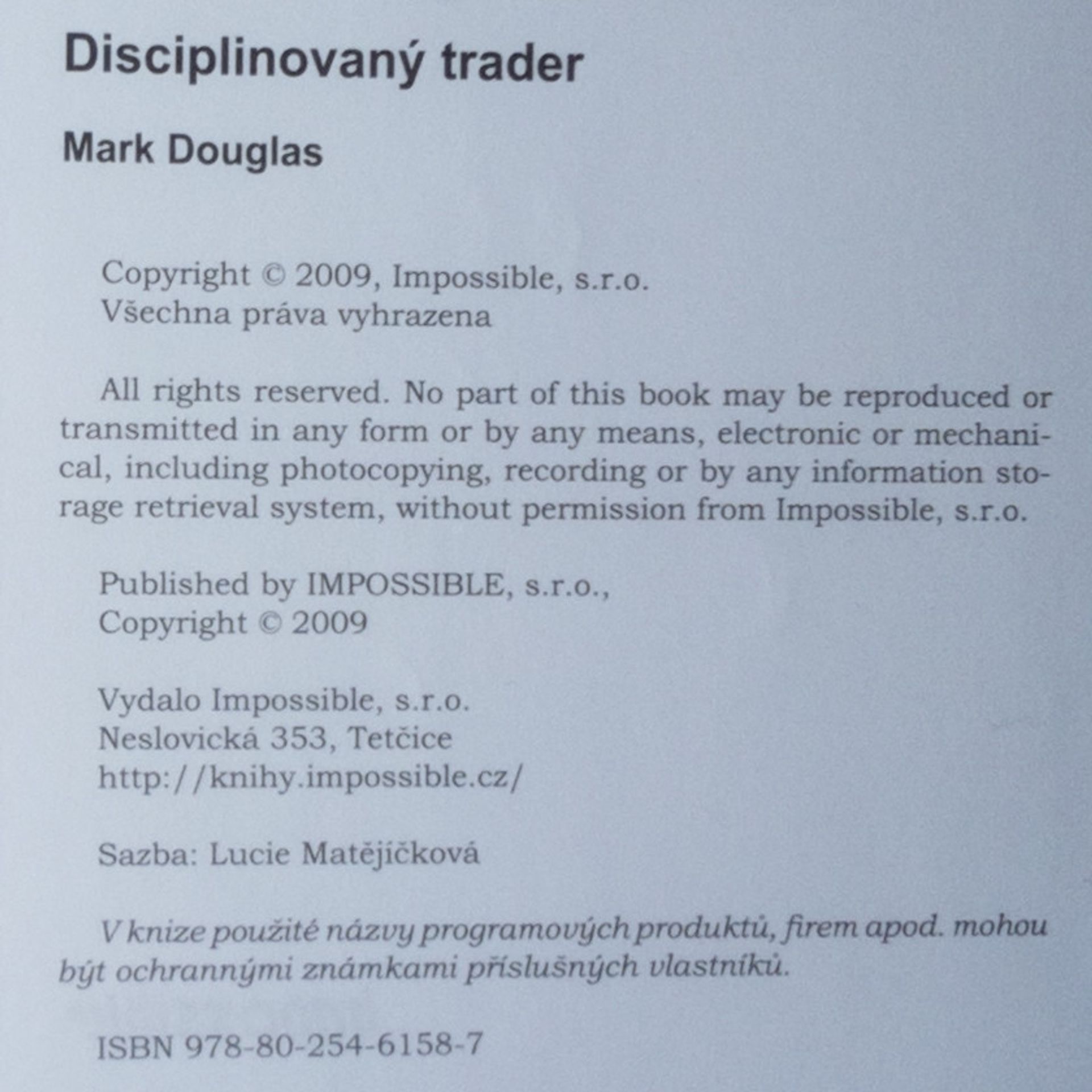 Mark Douglas Disciplinovaný trader