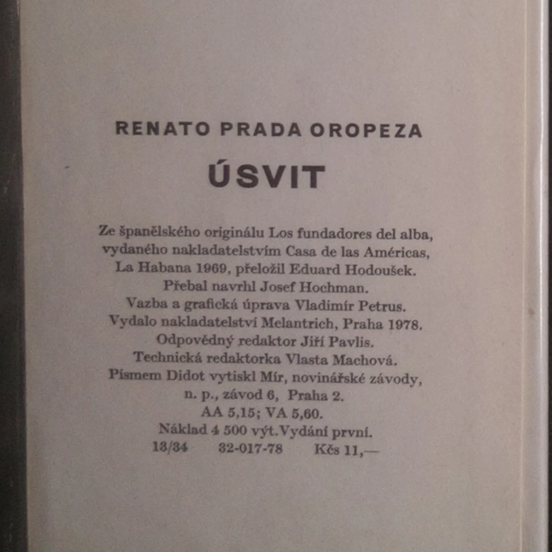 Úsvit - Prada Oropeza, Renato 