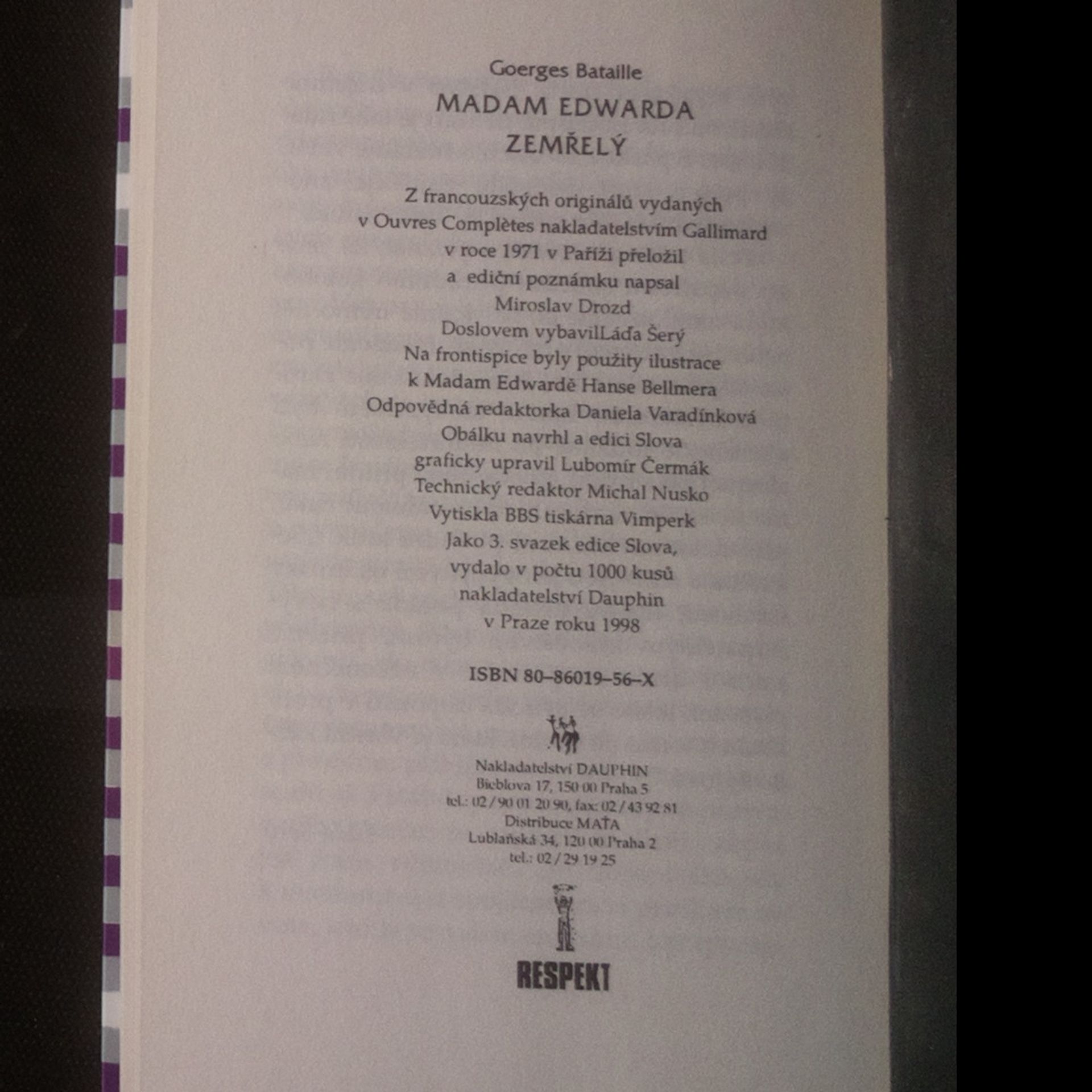 Georges Bataille Madam Edwarda. Zemřelý