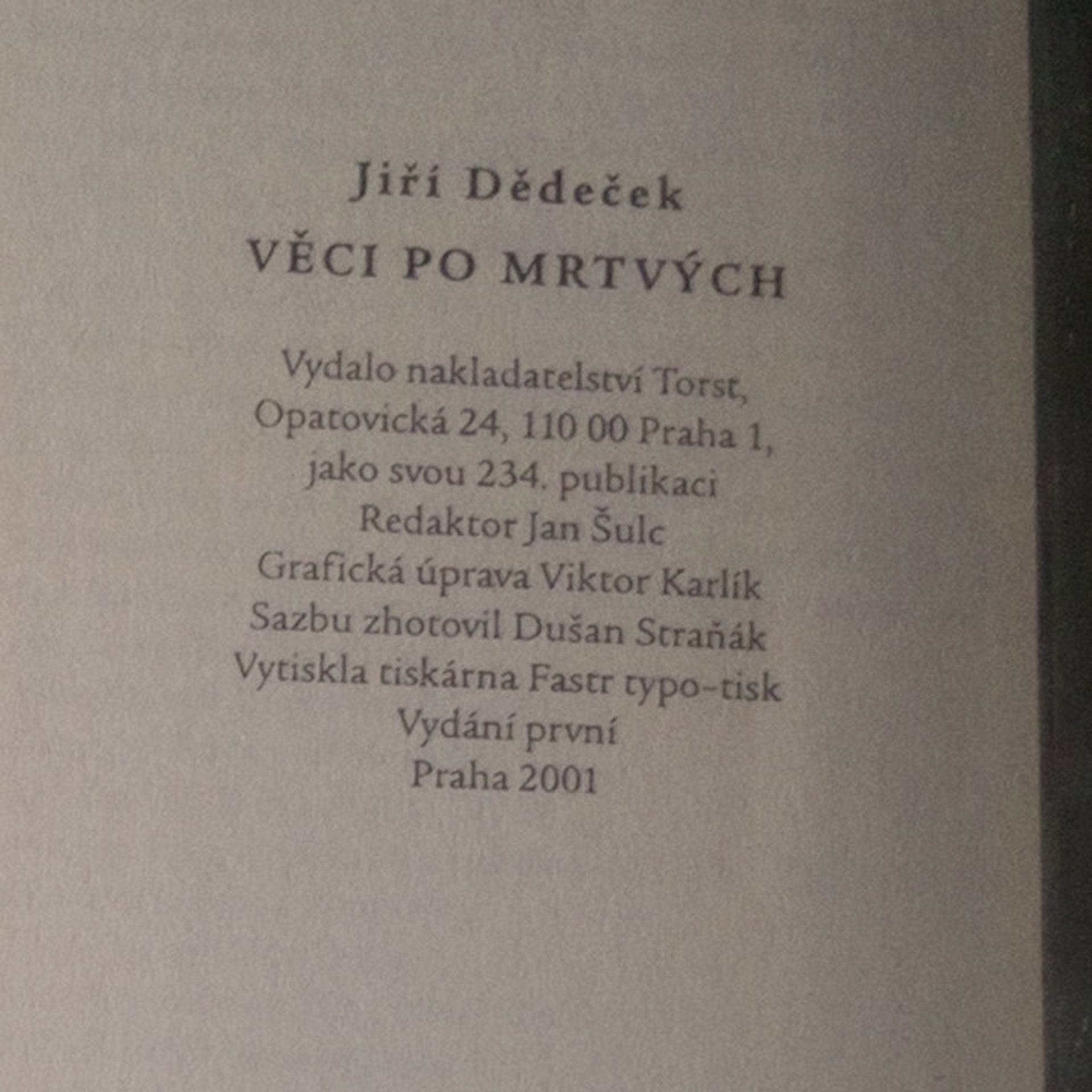 Jiří Dědeček Věci po mrtvých