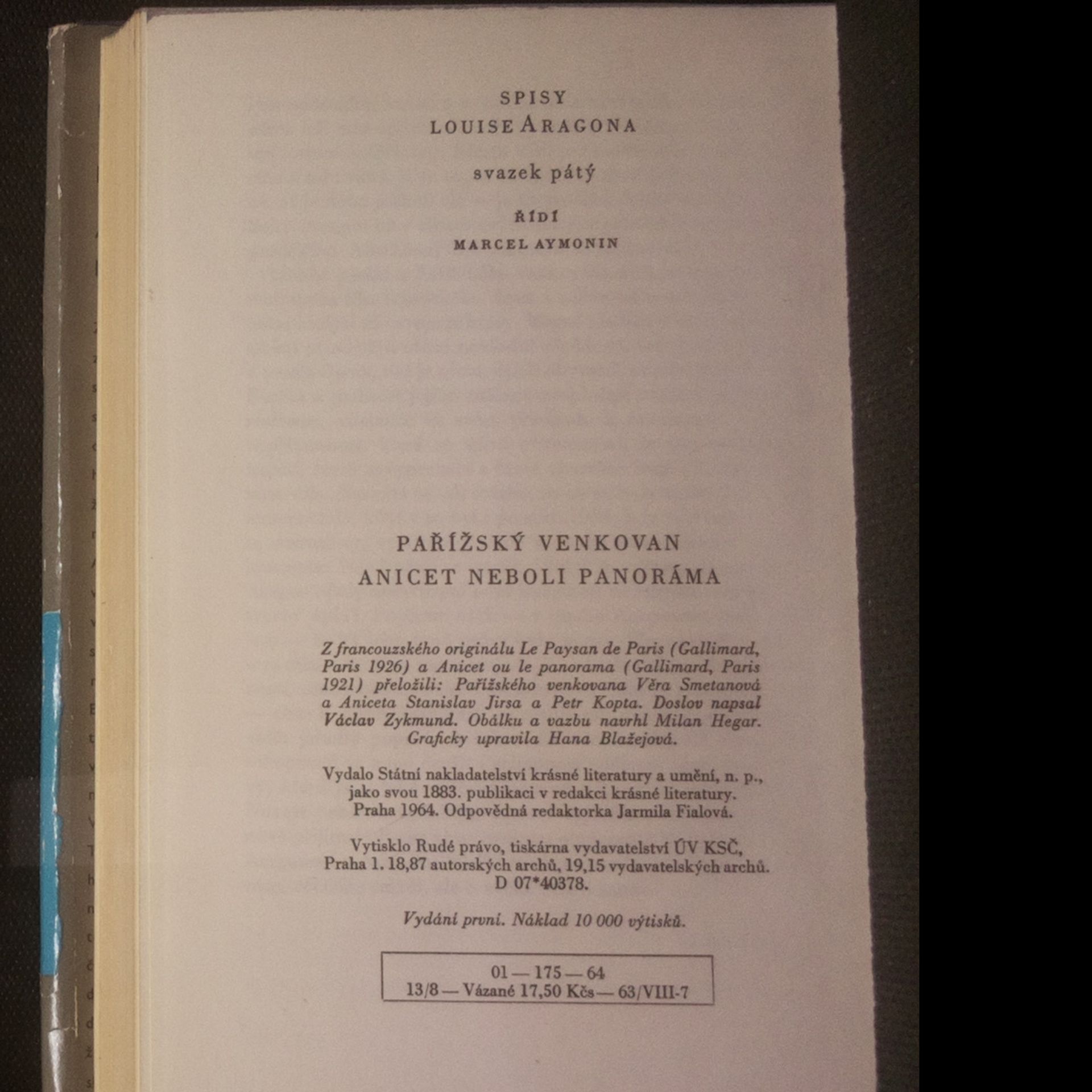 Louis Aragon Pařížský venkovan. Anicet neboli panoráma