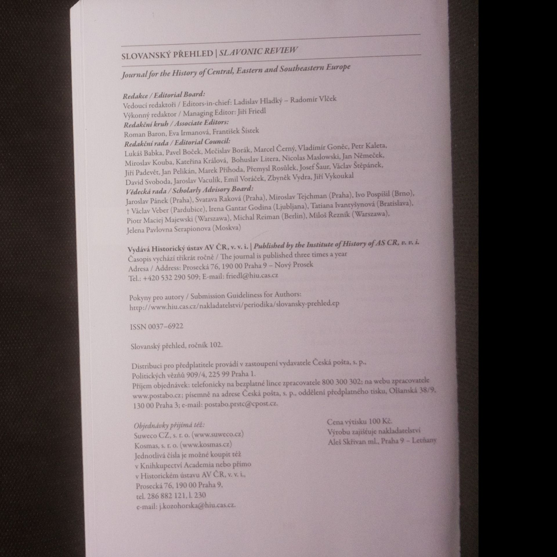 Various authors Slovanský přehled 1/2023. Časopis pro dějiny střední, východní a jihovýchodní Evropy