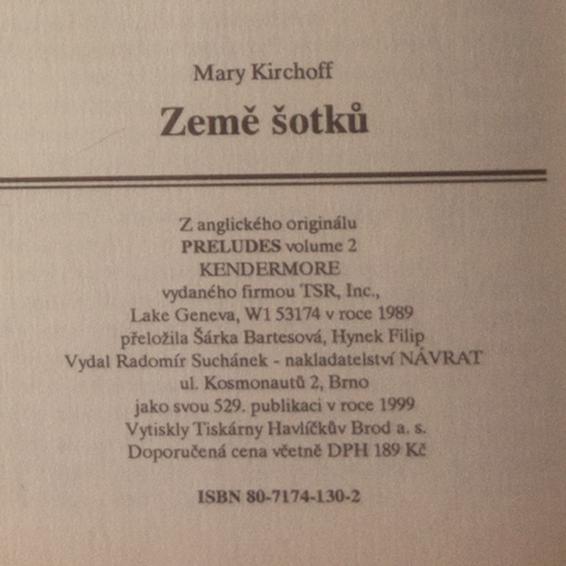 Mary Kirchoff Předehry 2. Země šotků