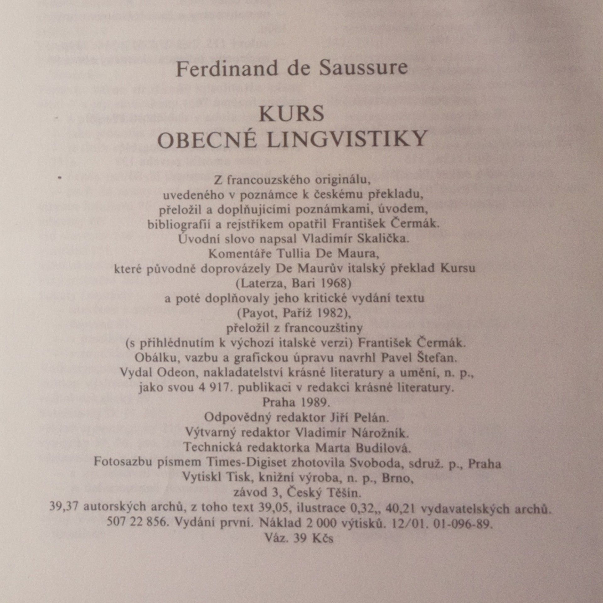 Collectif d'auteurs Kurs obecné lingvistiky
