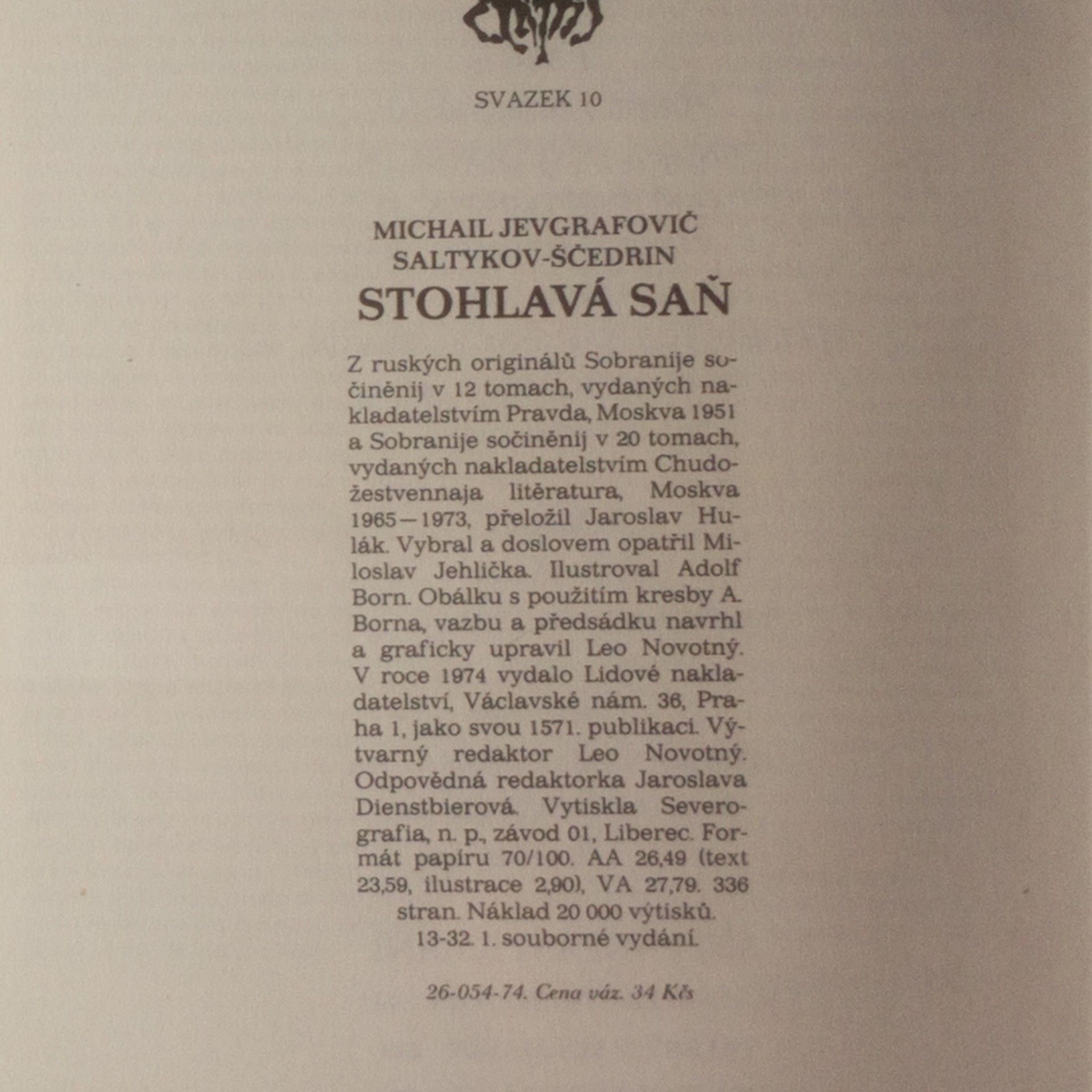 Michail Jevgrafovič Saltykov Ščedrin Stohlavá saň