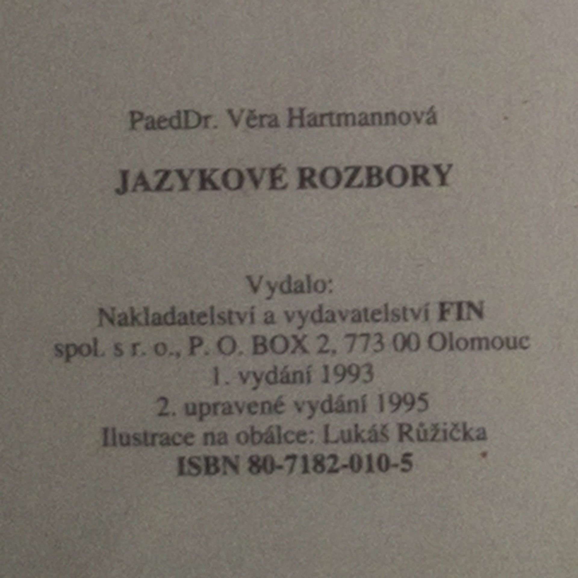 Věra Hartmannová Jazykové rozbory