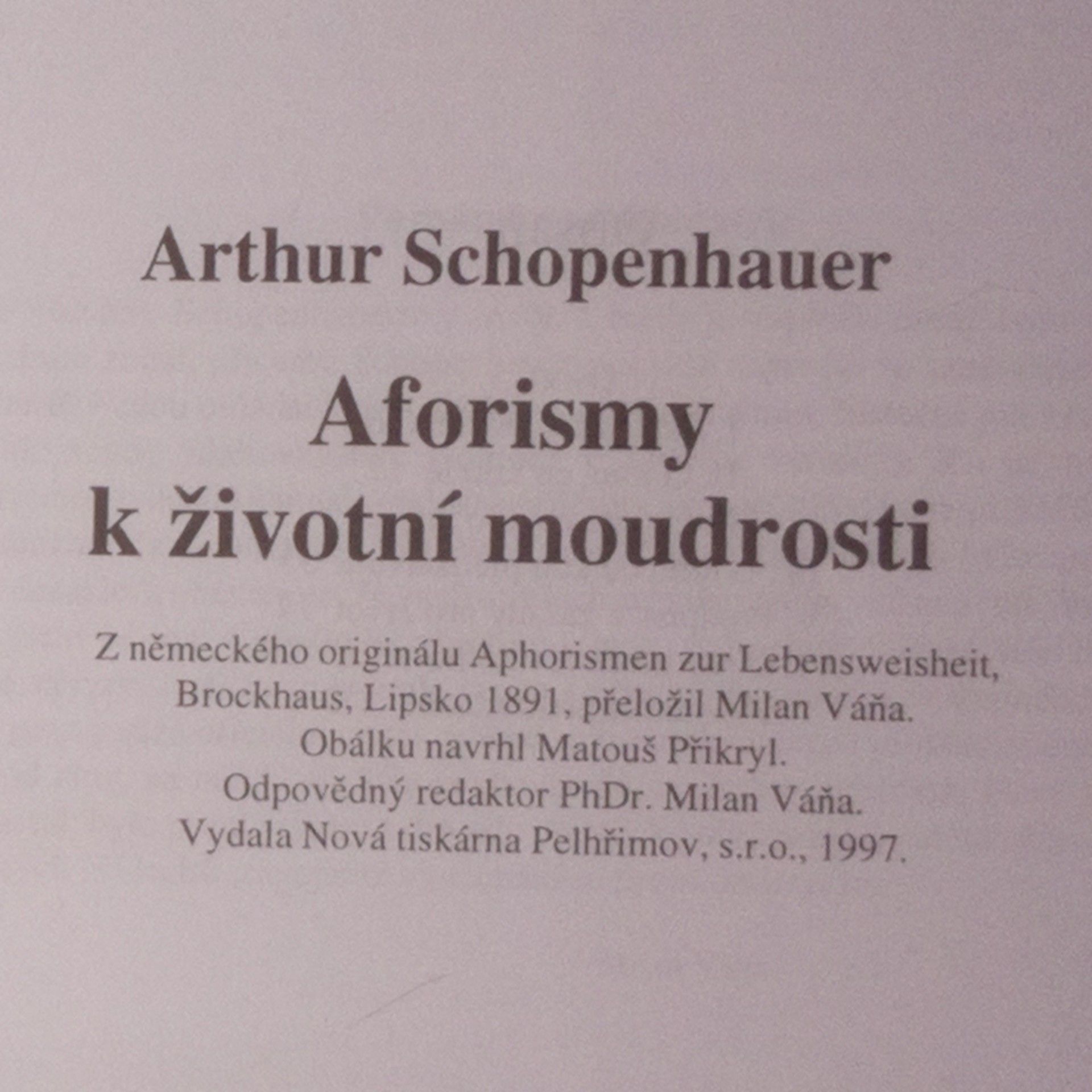Arthur Schopenhauer Aforismy k životní moudrosti