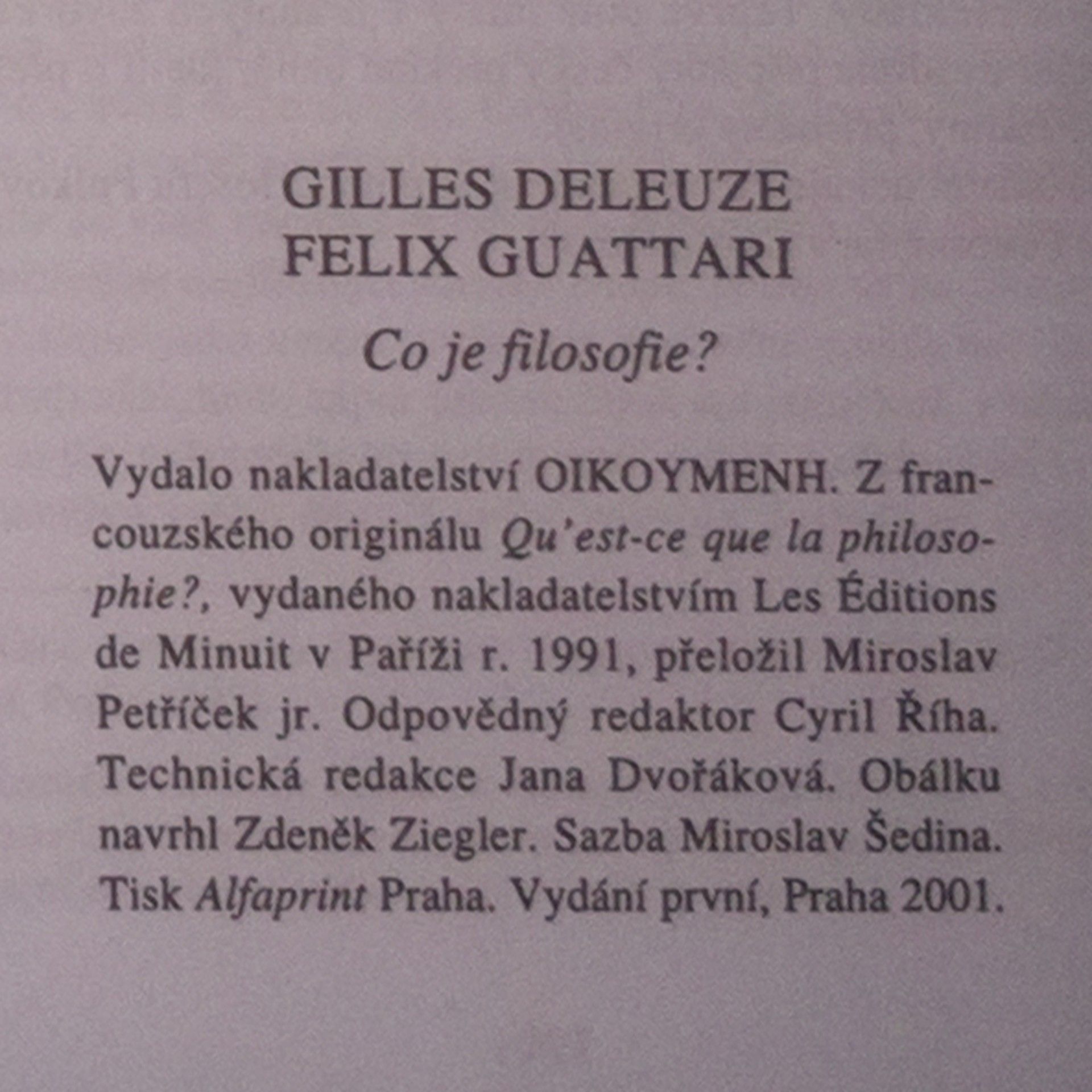 Gilles Deleuze Co je filosofie?