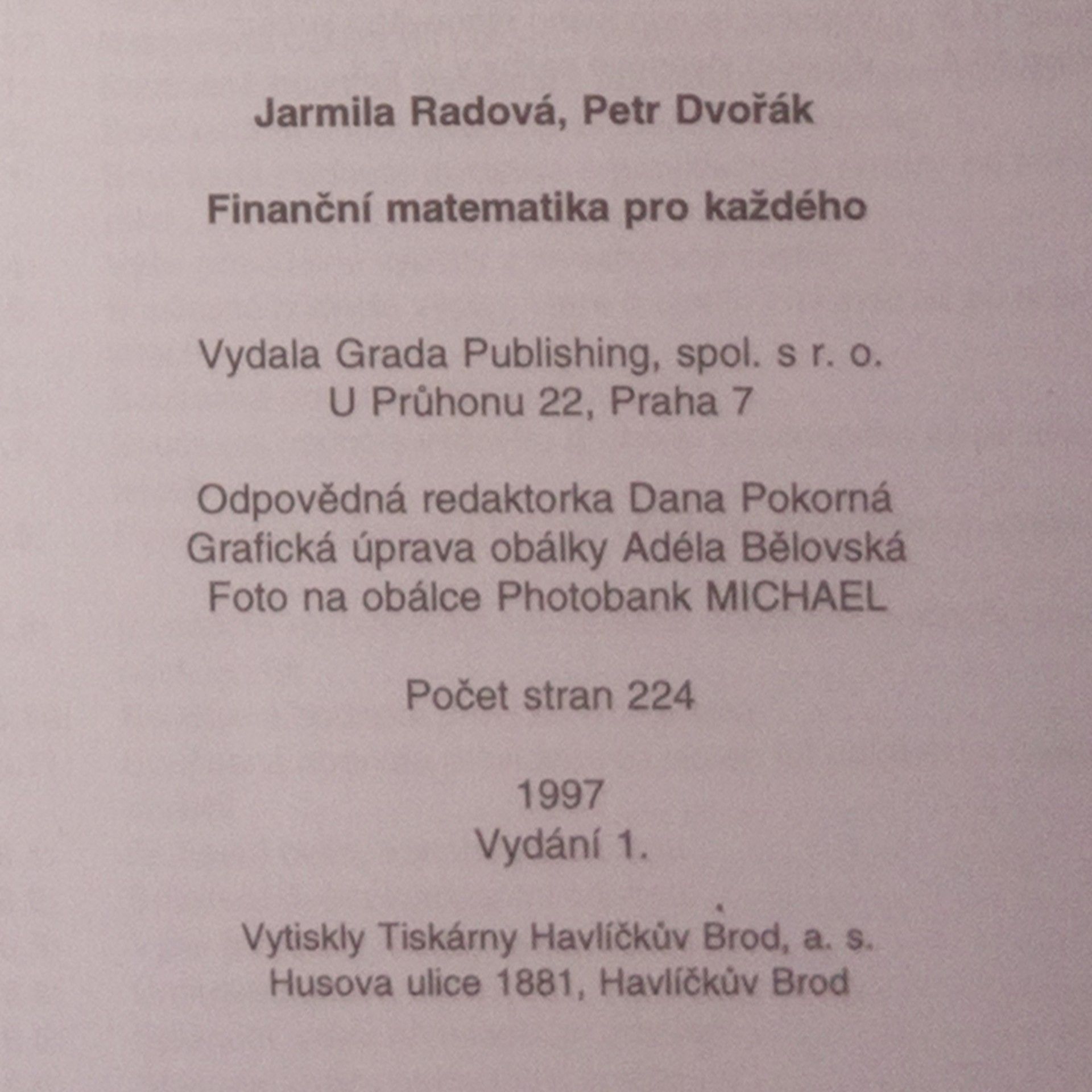 Jarmila Radová Finanční matematika pro každého