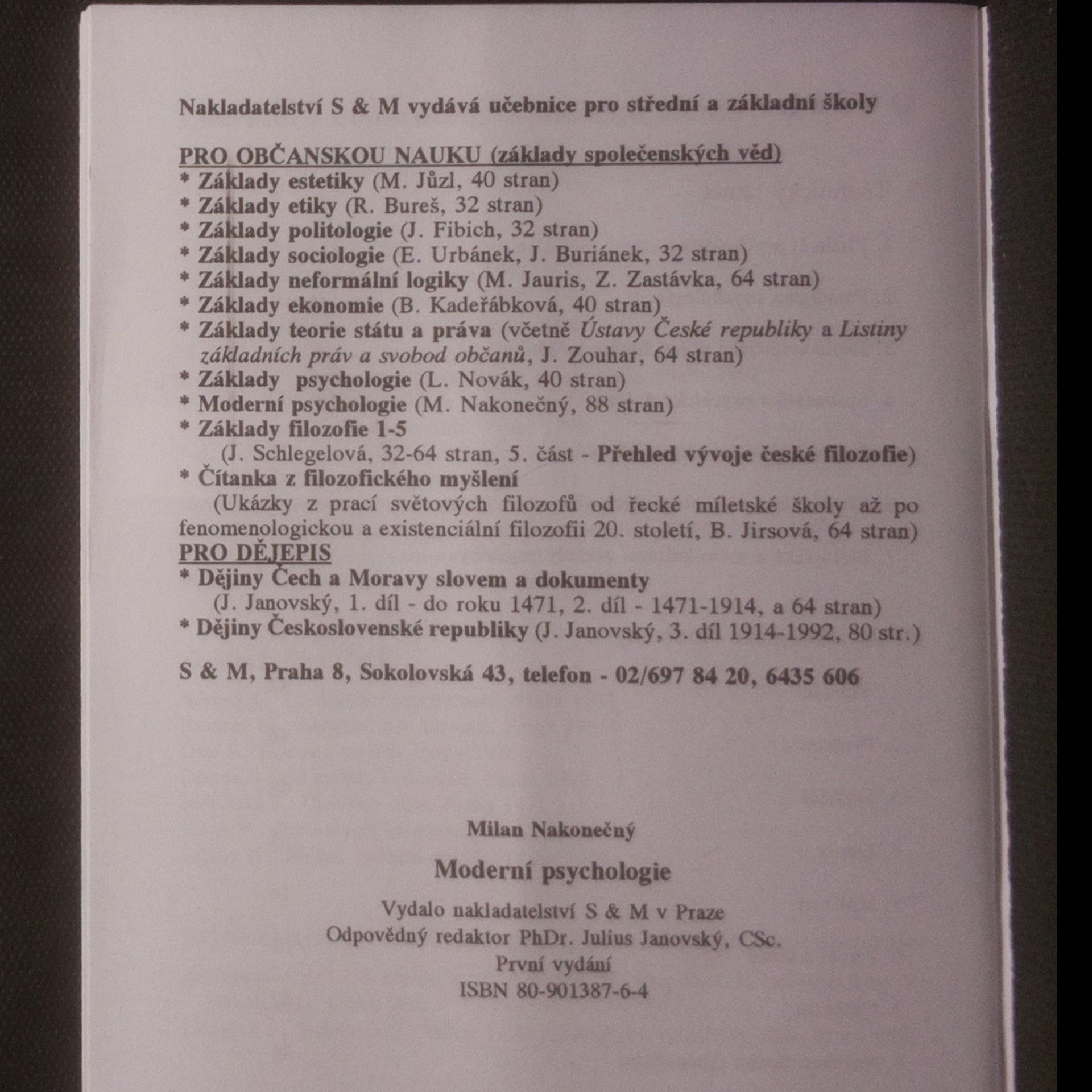 Milan Nakonečný Moderní psychologie: Učební text pro střední školy
