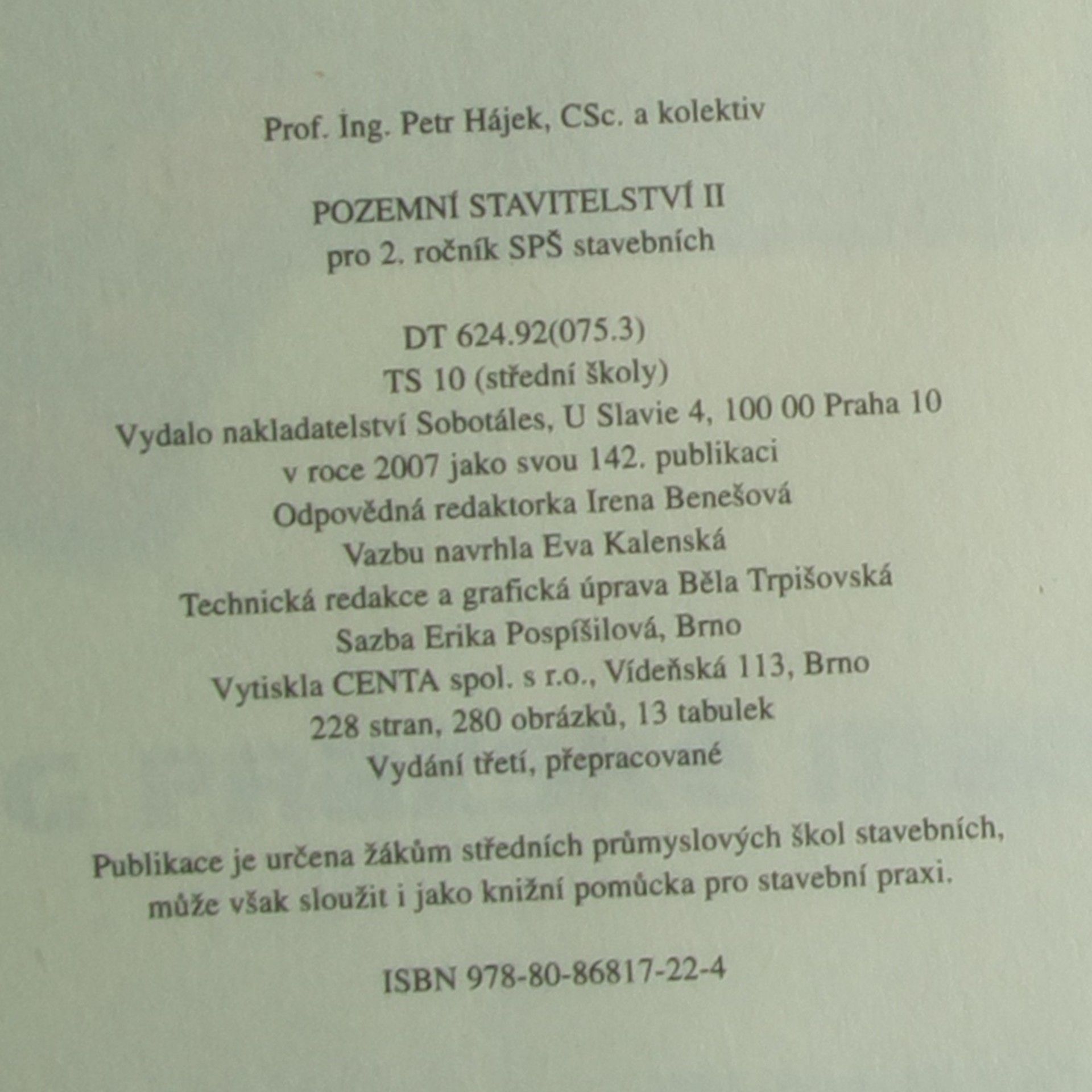 Petr Hájek Pozemní stavitelství II: Pro 2. ročník SPŠ stavebních