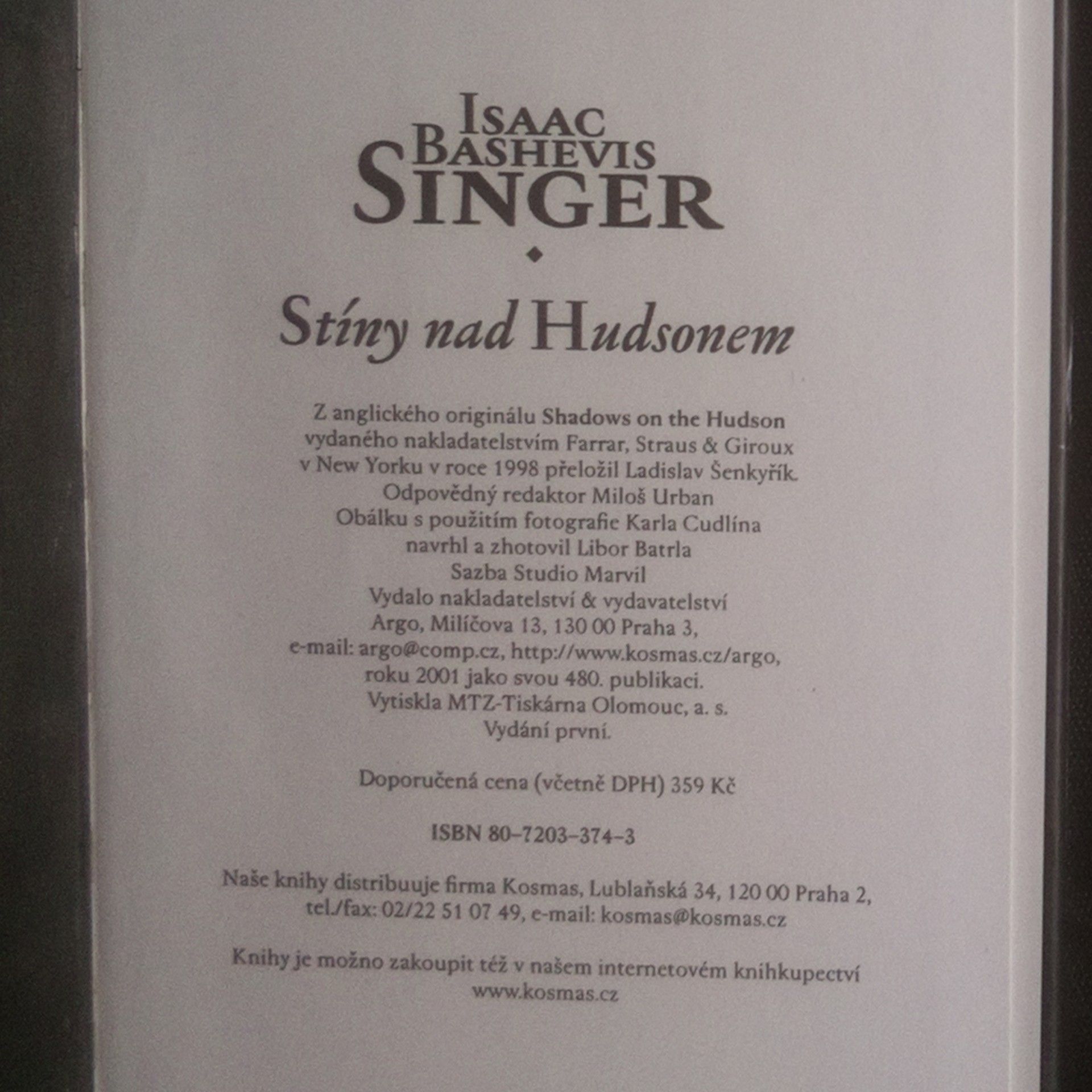 Isaac Bashevis Singer Stíny nad Hudsonem