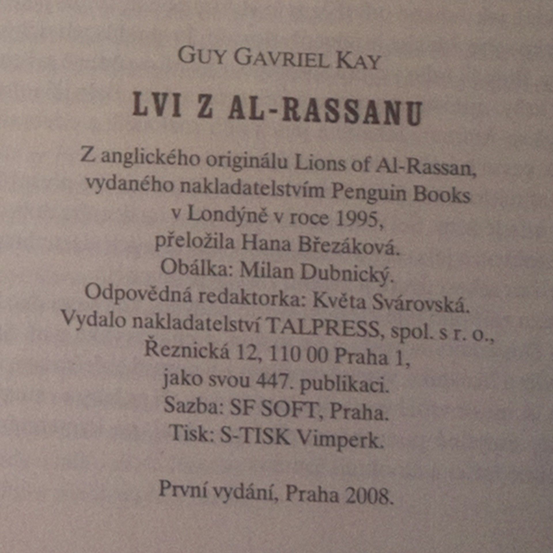 Guy Gavriel Kay Lvi z Al-Rassanu