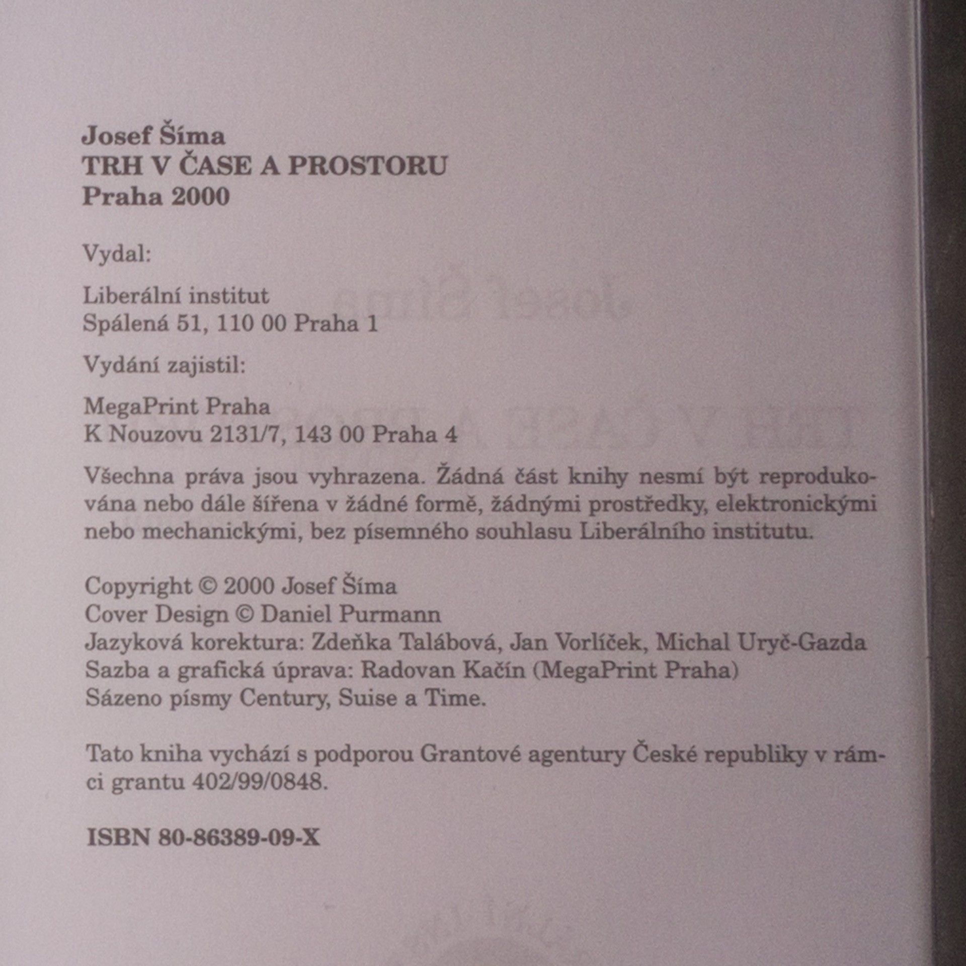 Josef Šíma Trh v čase a prostoru. Hayekovská témata v současné ekonomii