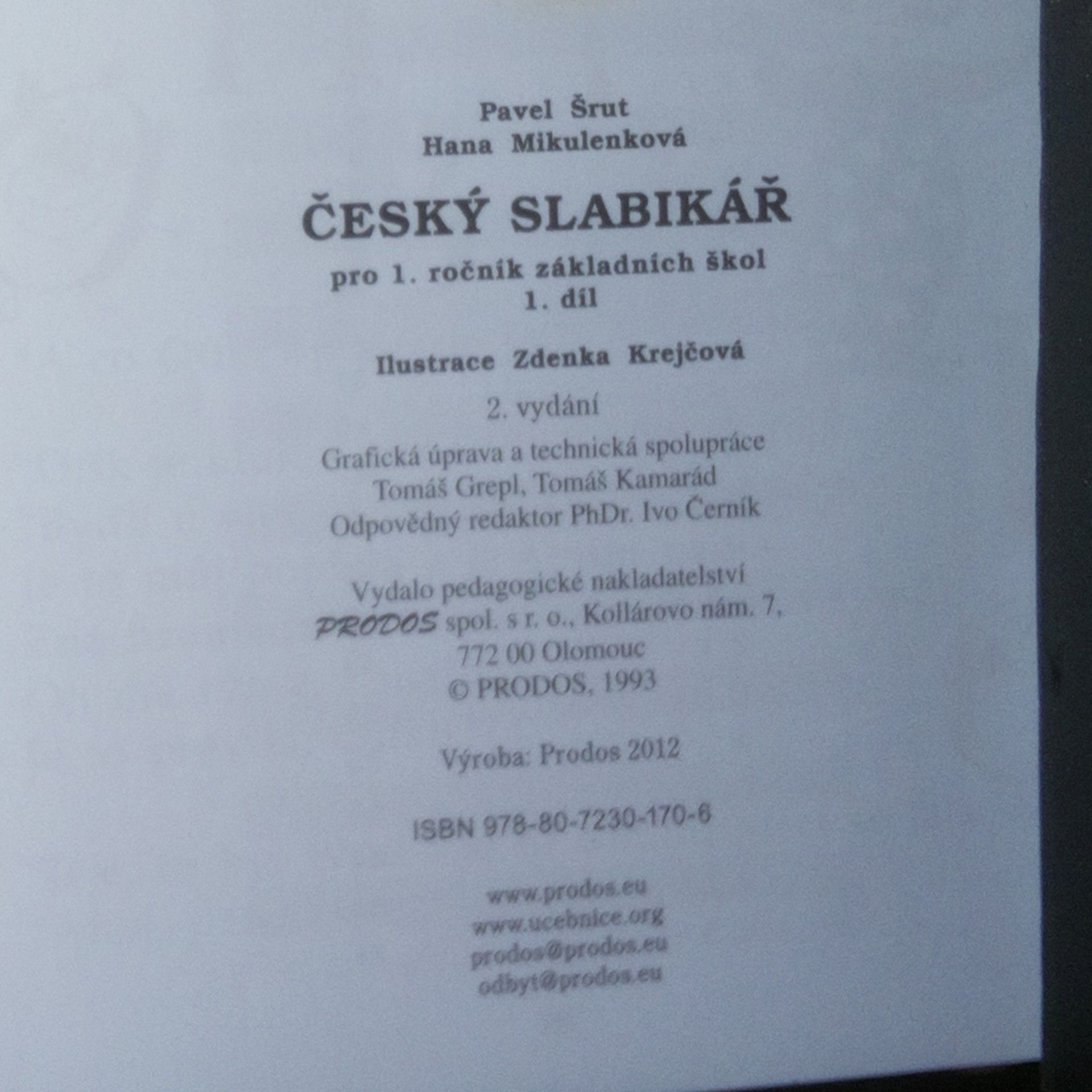 Pavel Šrut Český slabikář pro 1. ročník základních škol. 1. díl