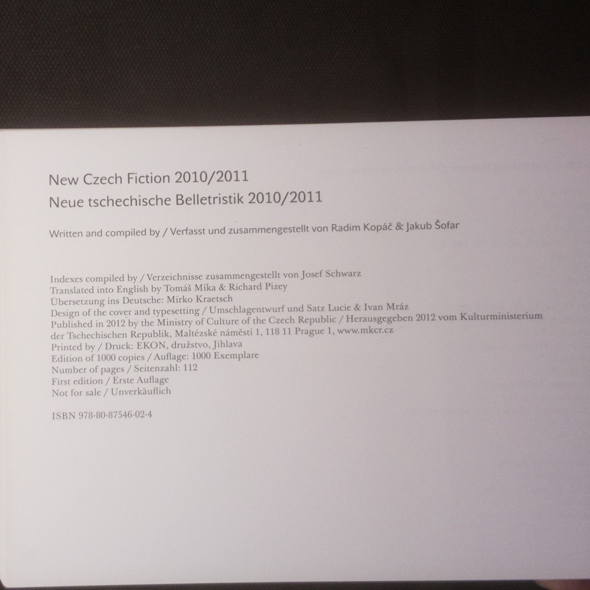 Jakub Šofar New Czech fiction 2010/2011. Neue tschechische Belletristik 2010/2011