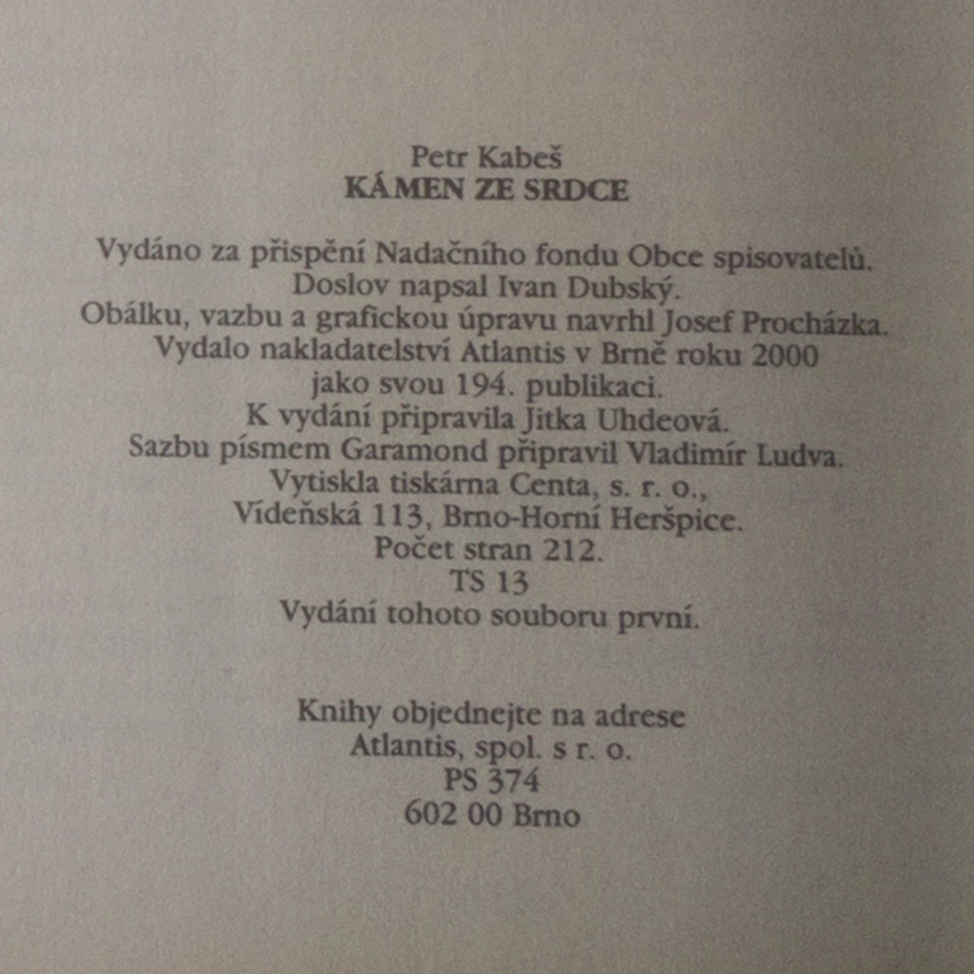 Petr Kabeš Kámen ze srdce