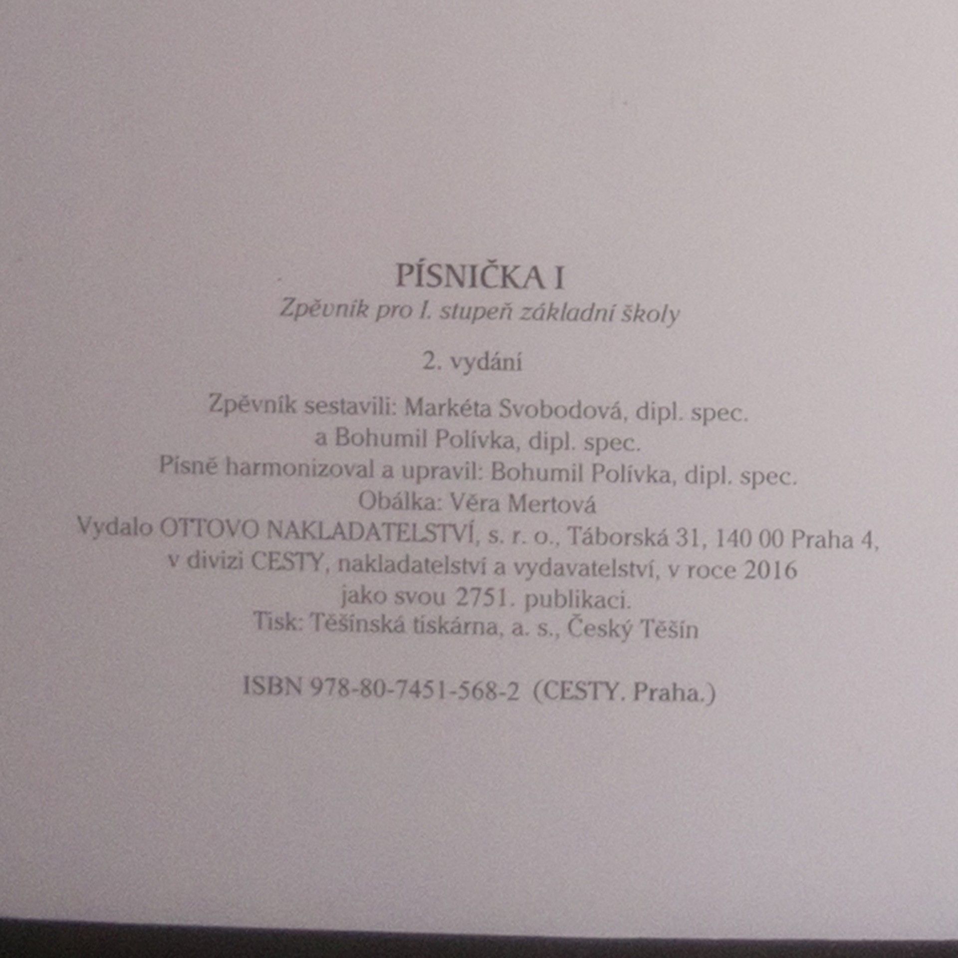 Markéta Svobodová Písnička I. Zpěvník pro I. stupeň základní školy