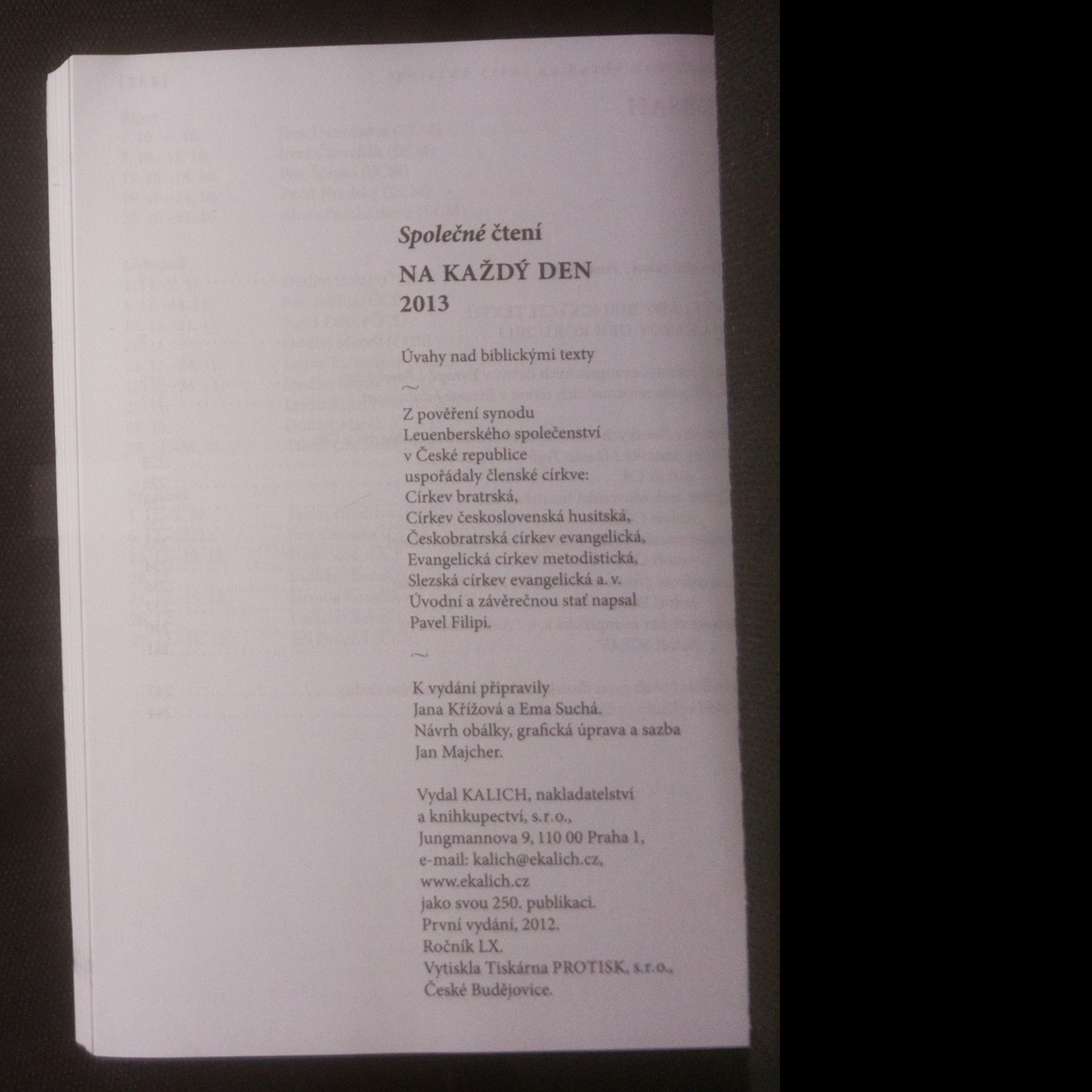 Kolektiv autorů Společné čtení na každý den 2013. Úvahy nad biblickými texty.