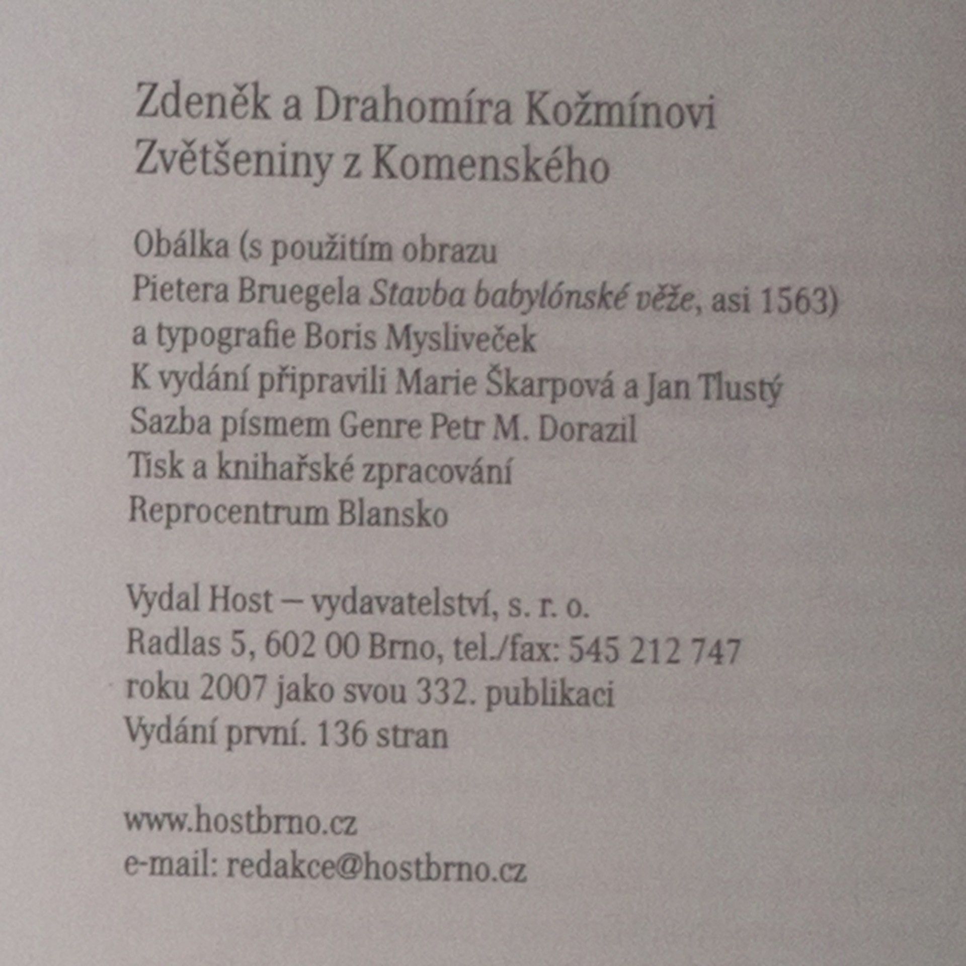 Zdeněk Kožmín Zvětšeniny z Komenského