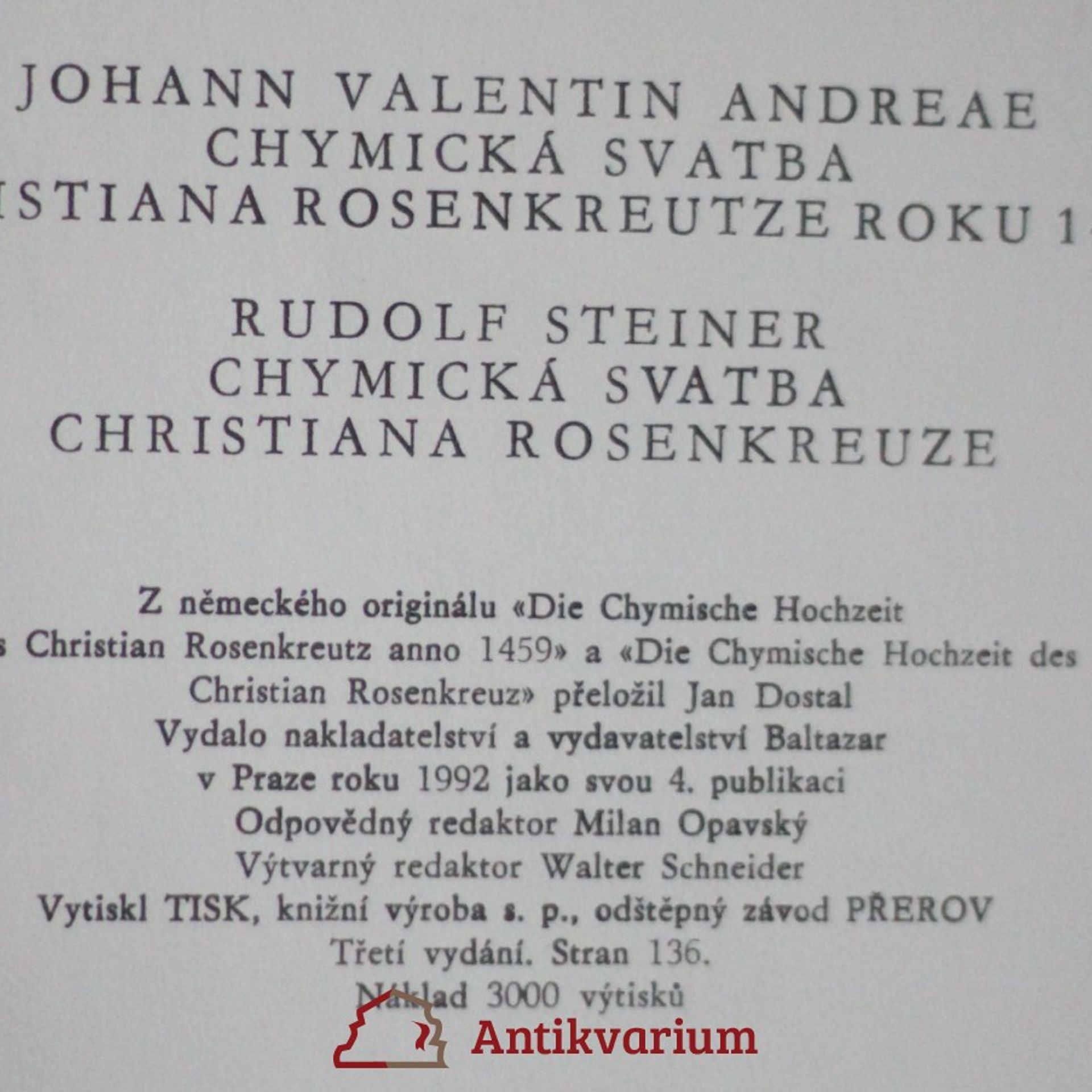Johann Valentin Andreae Chymická svatba Christiana Rosenkreutze roku 1459