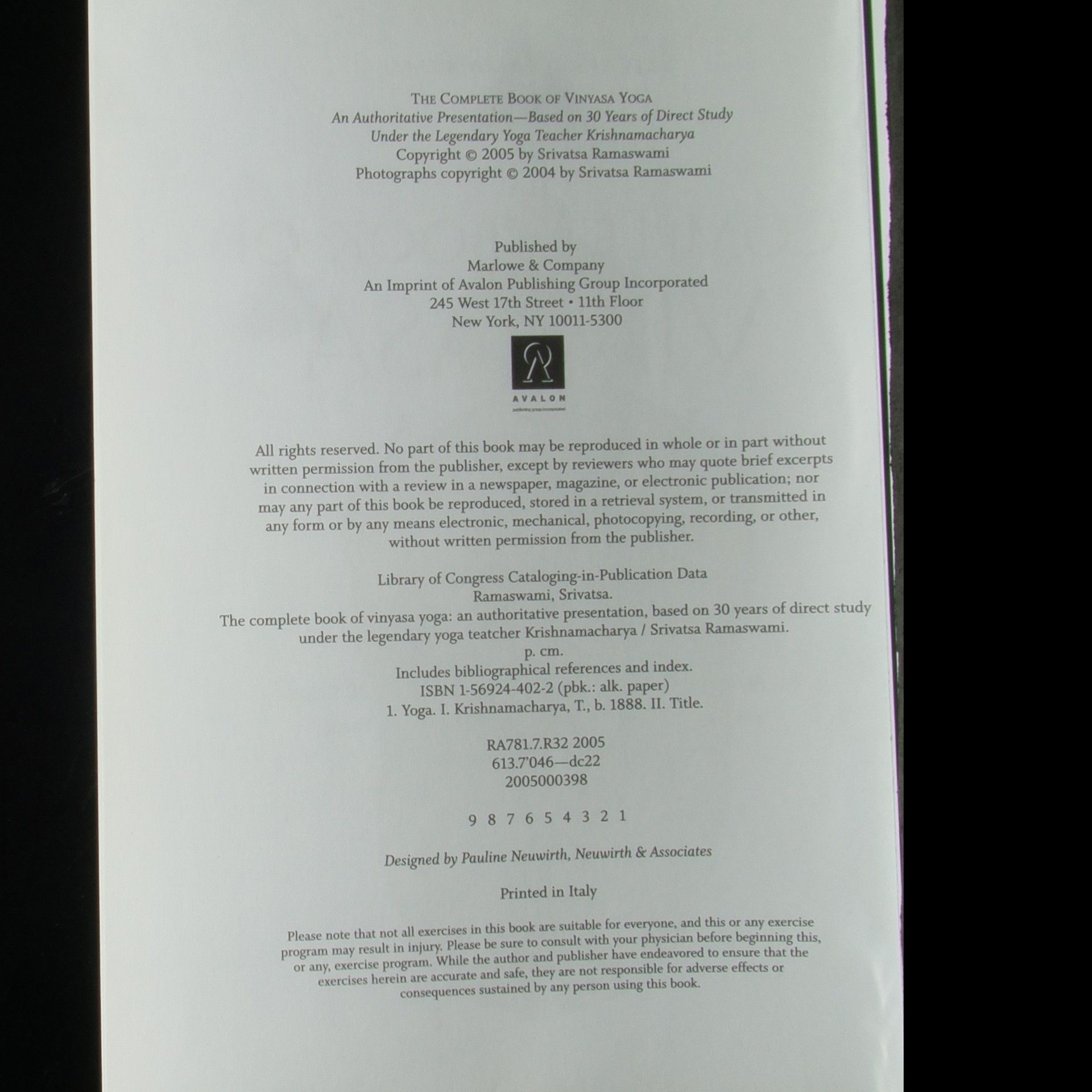 Srivatsa Ramaswami The Complete Book of Vinyasa Yoga