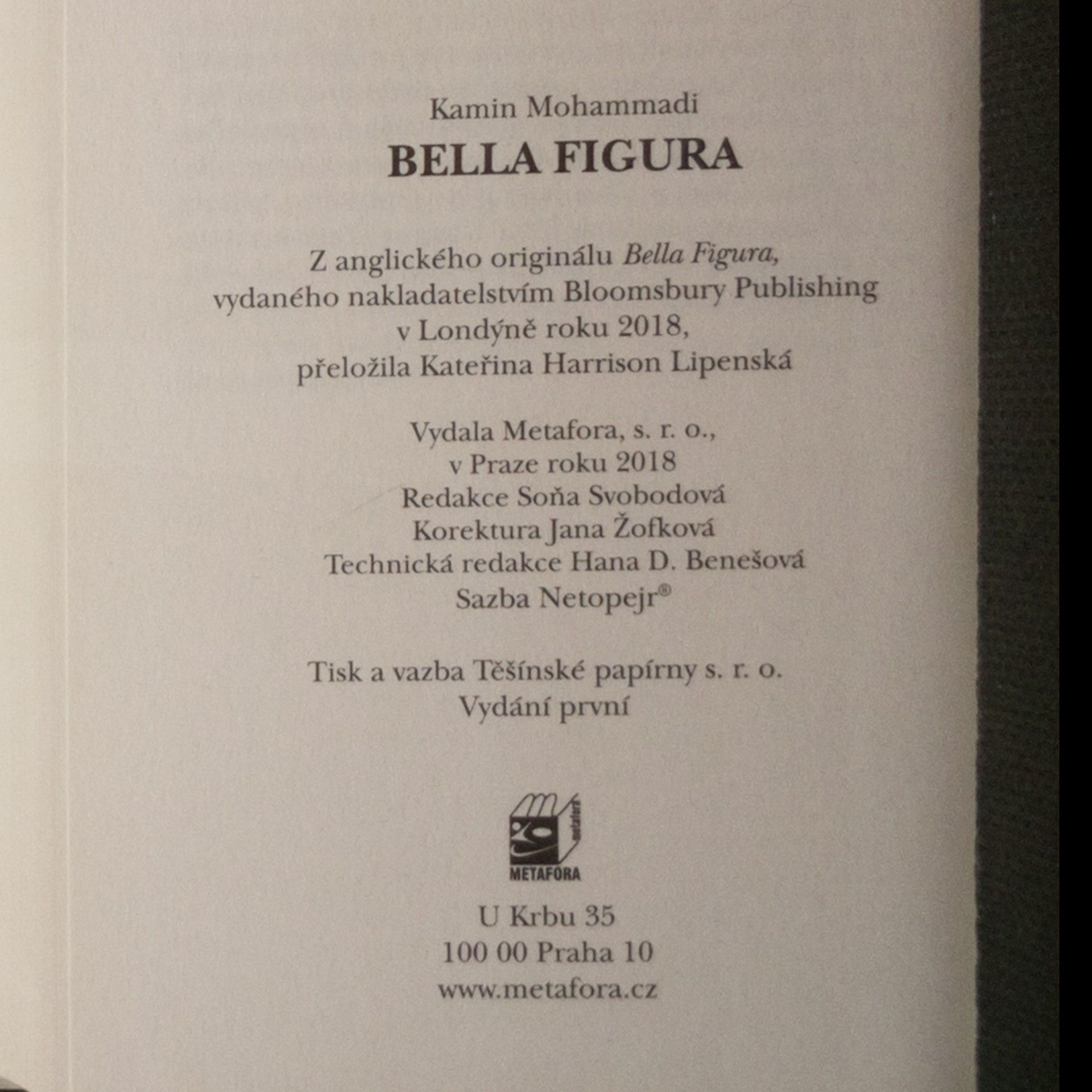 Kamin Mohammadi Bella figura. Jíst, milovat a žít po italsku