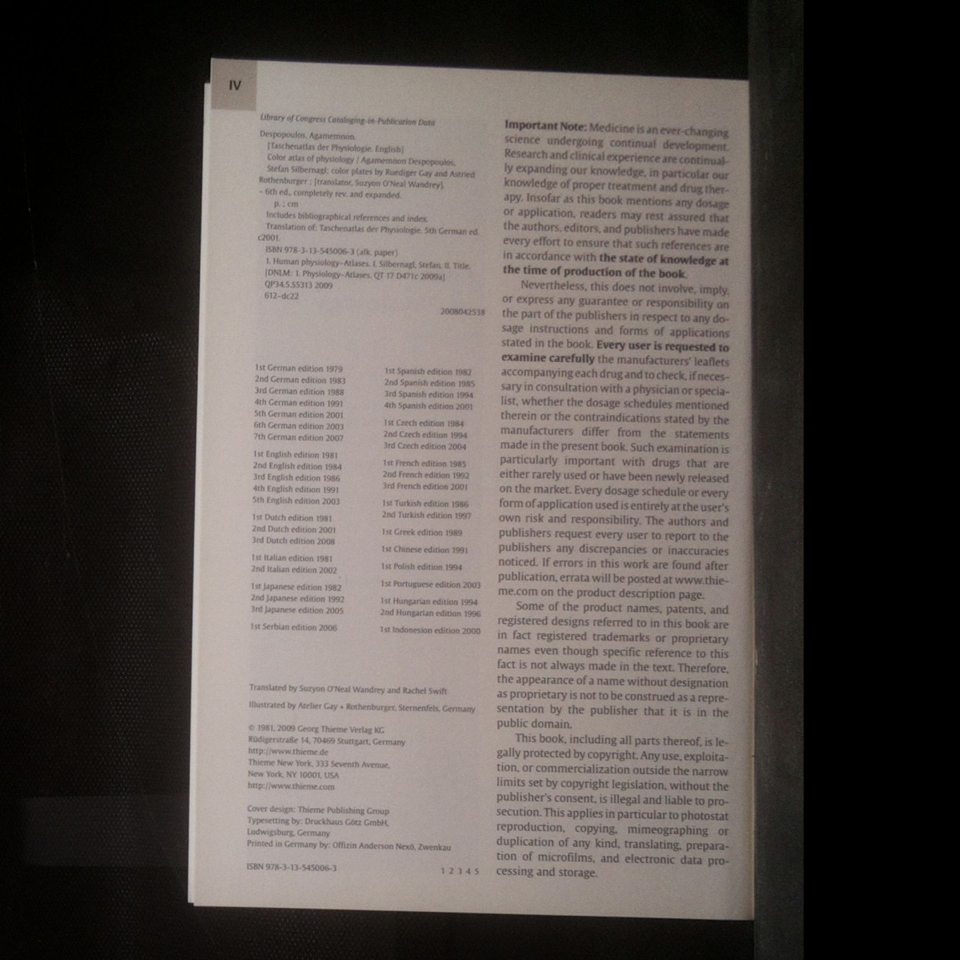 Stefan Silbernagl Color atlas of physiology