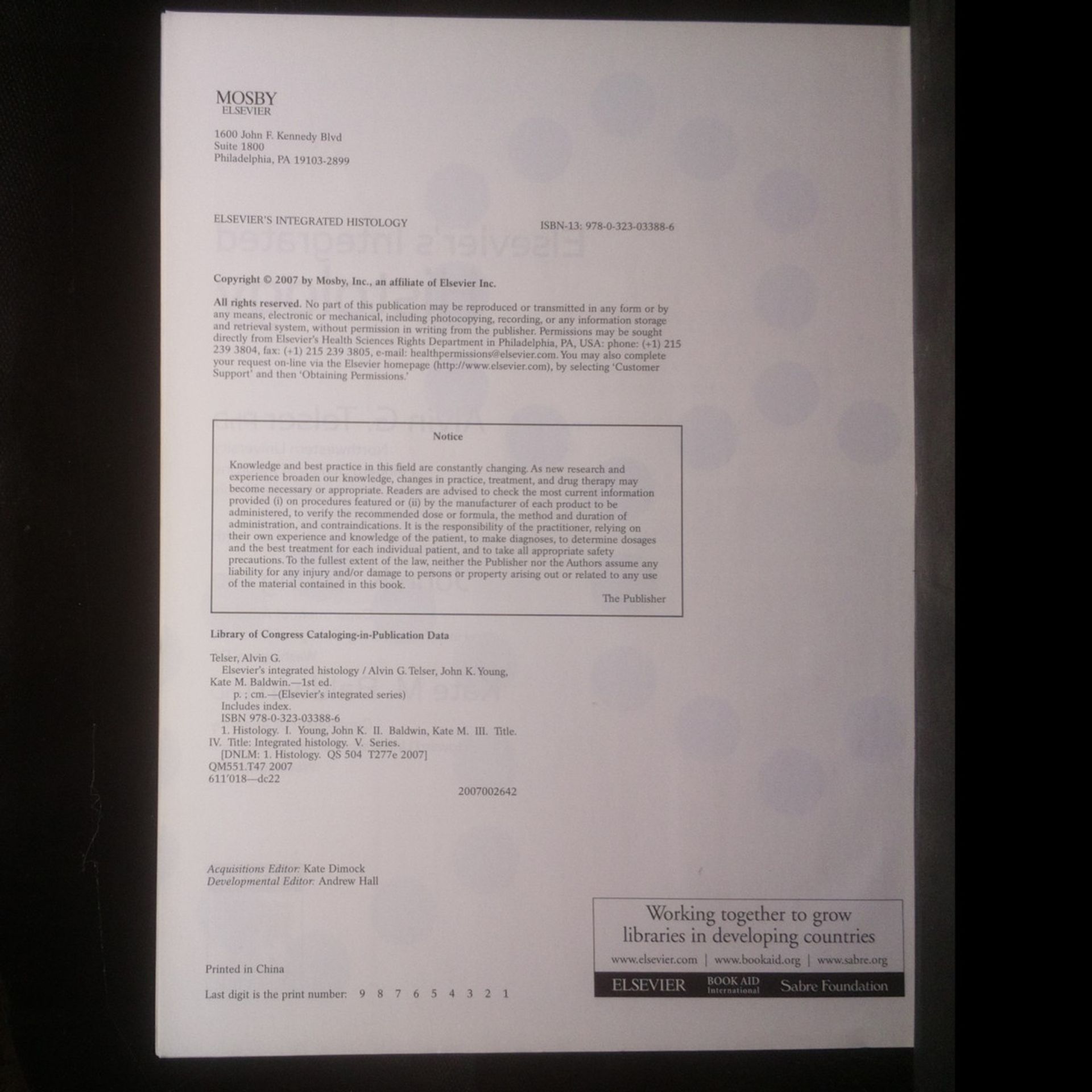 Alvin G. Telser Elsevier's integrated histology