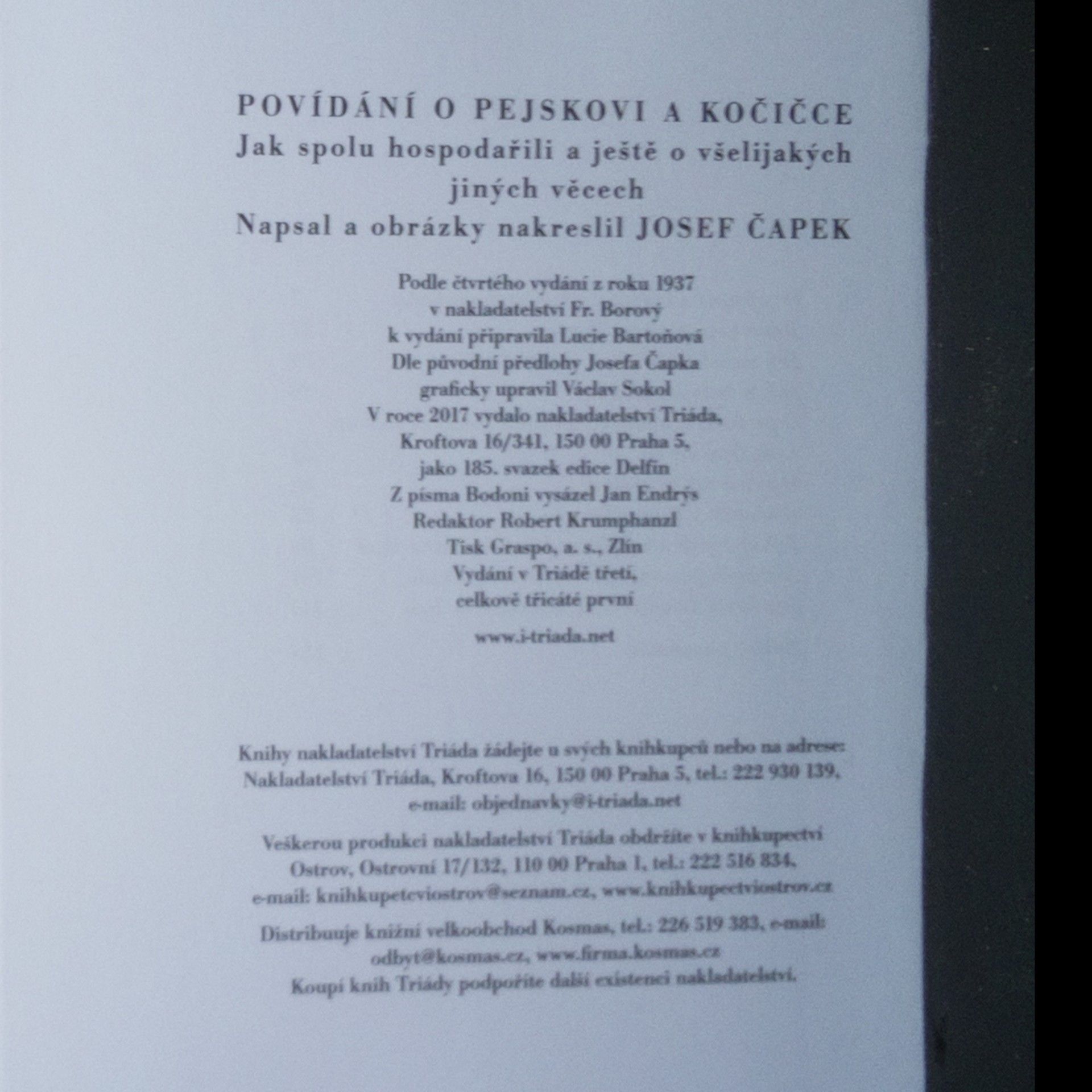 Josef Čapek Povídání o pejskovi a kočičce