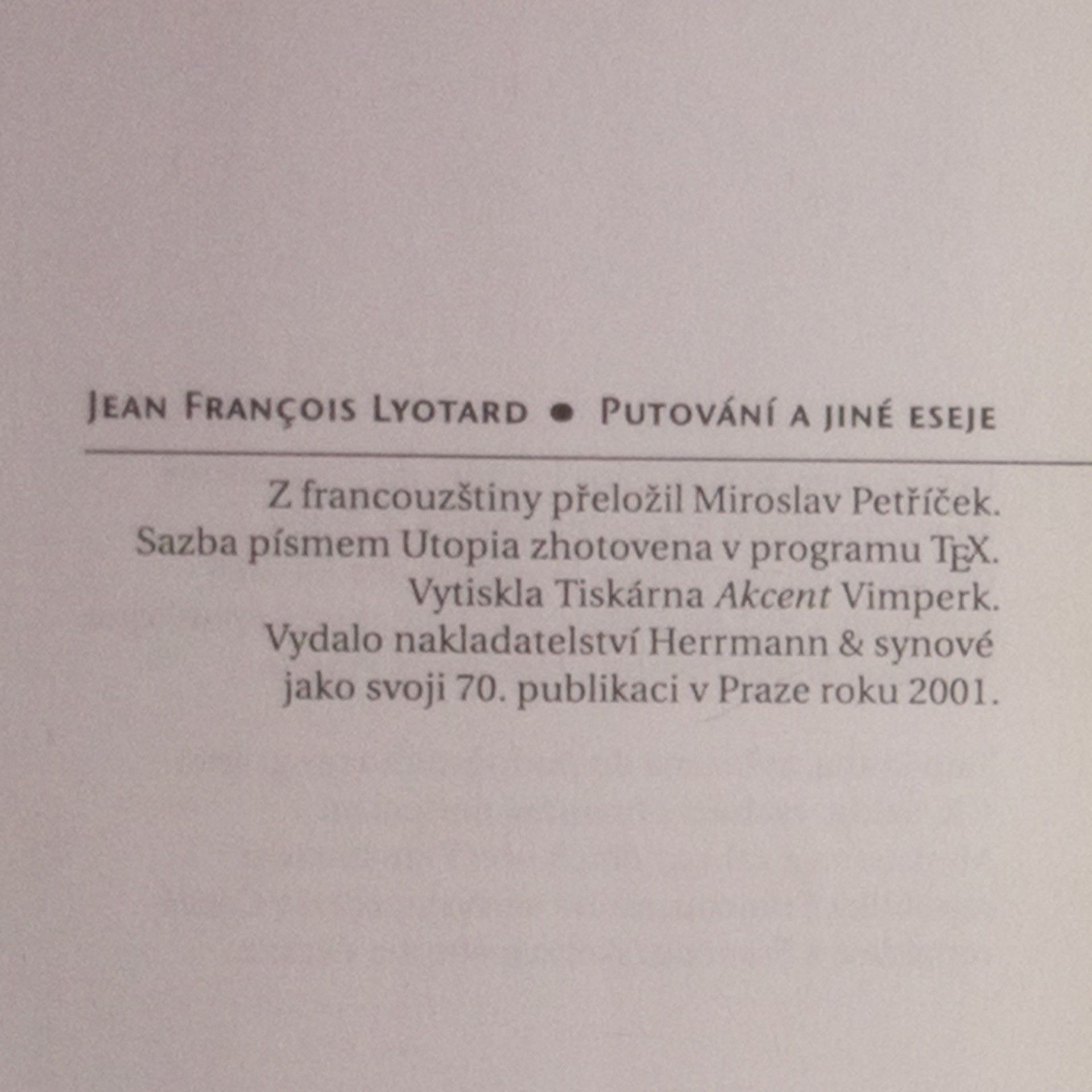 Jean-François Lyotard Putování a jiné eseje