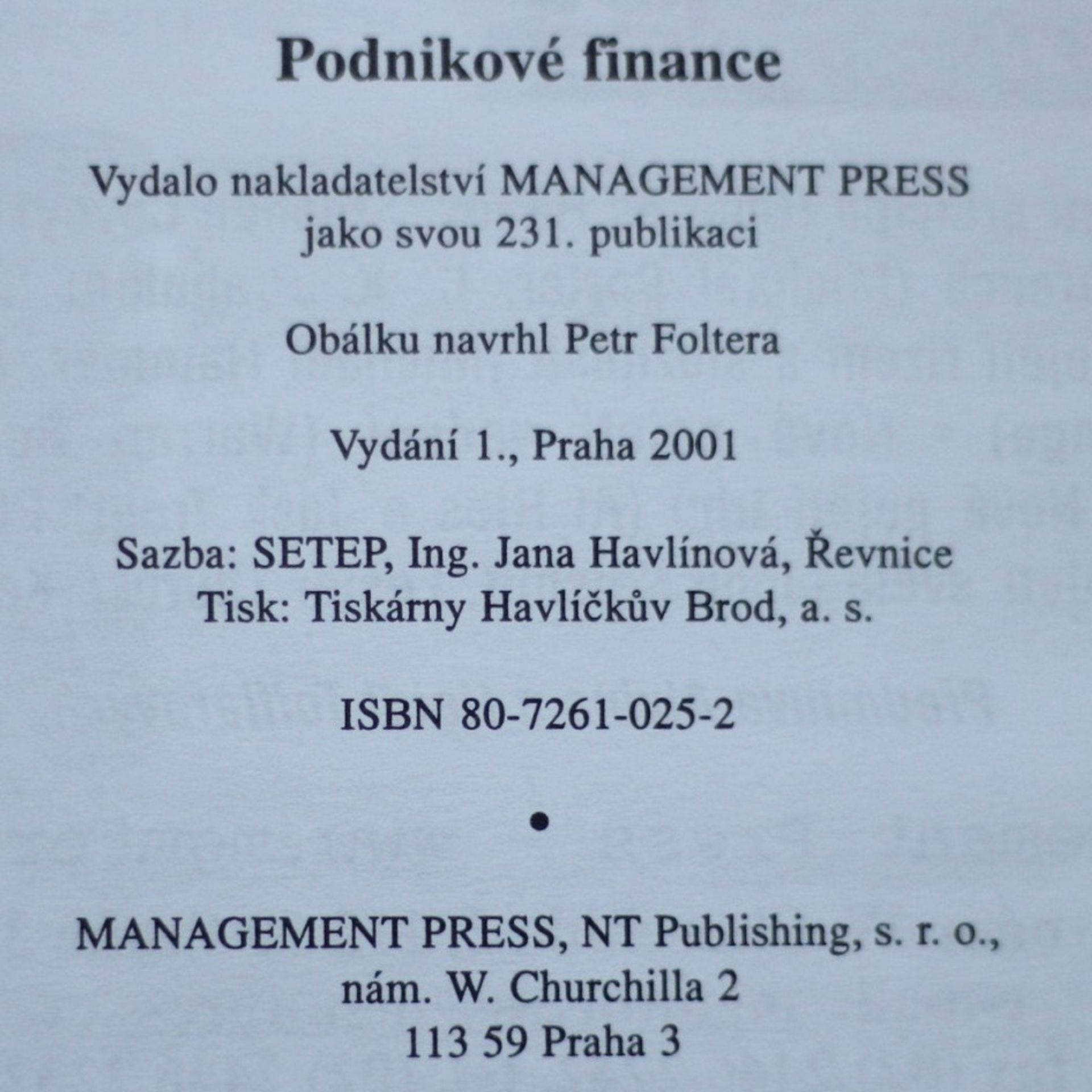 Irena Jindřichovská Podnikové finance