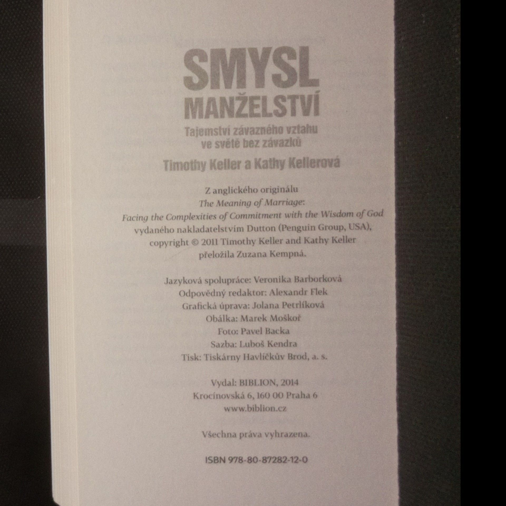 Timothy Keller Smysl manželství