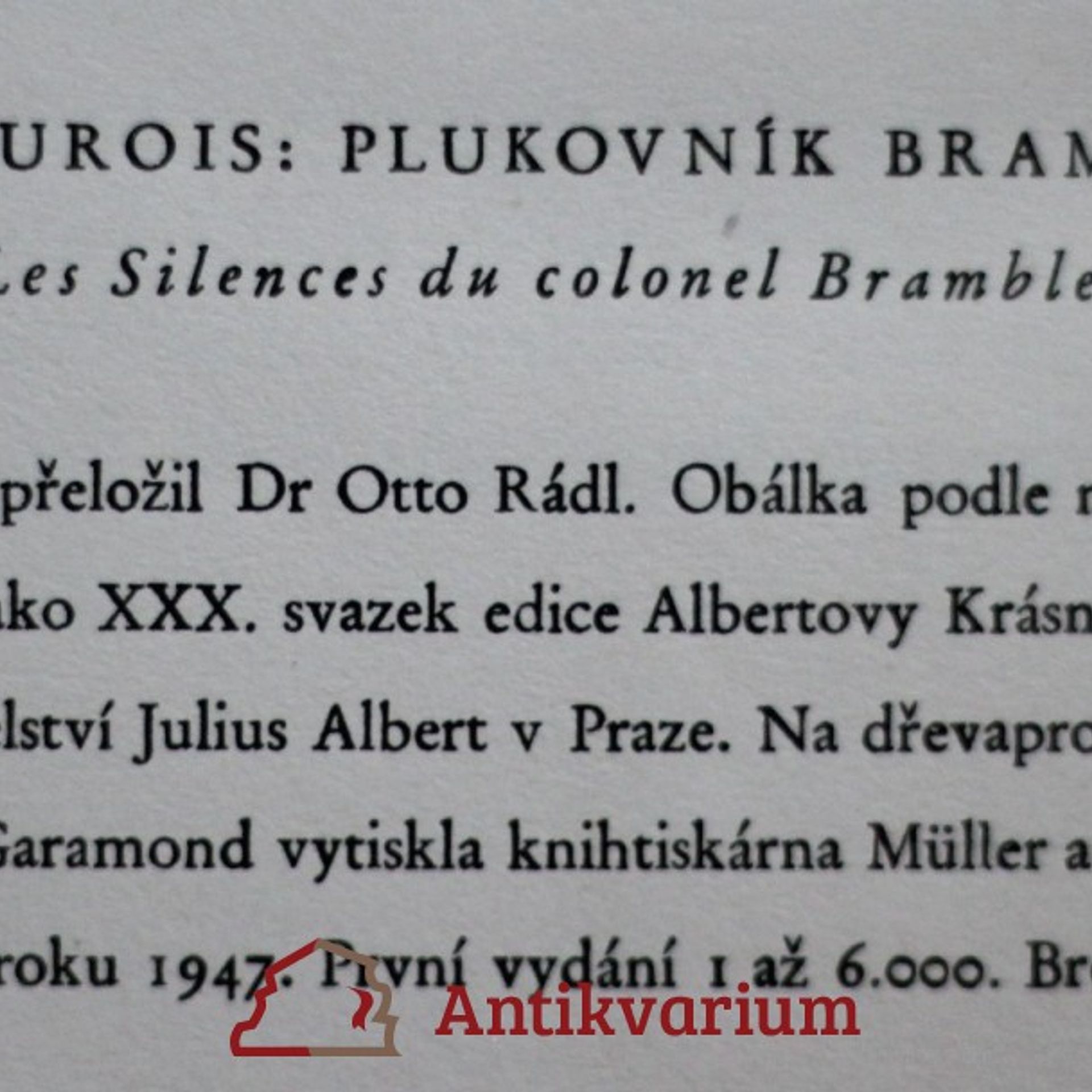 André Maurois Plukovník Bramble mlčí