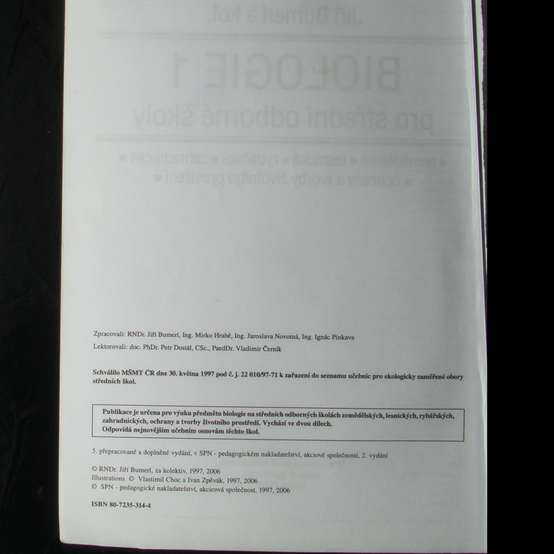 Jiří Bumerl Biologie 1 pro střední odborné školy