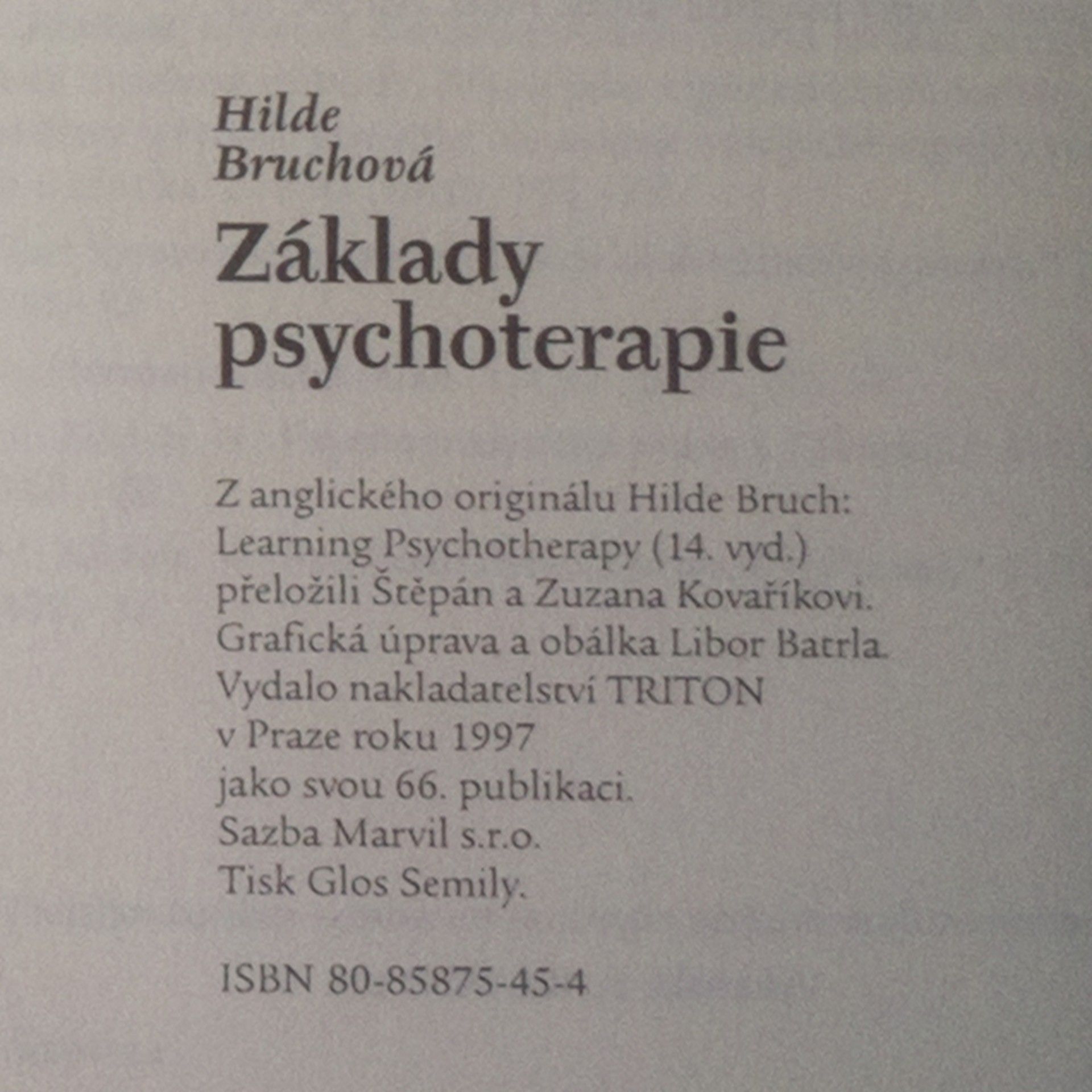 Hilde Bruch Základy psychoterapie