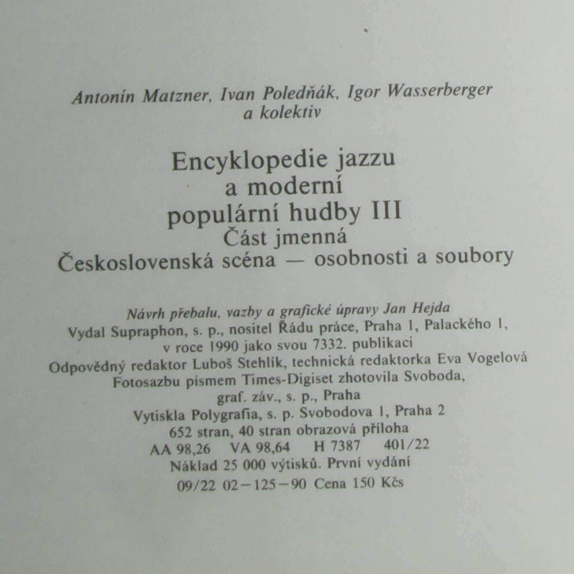 Antonín Matzner Encyklopedie jazzu a moderní populární hudby III