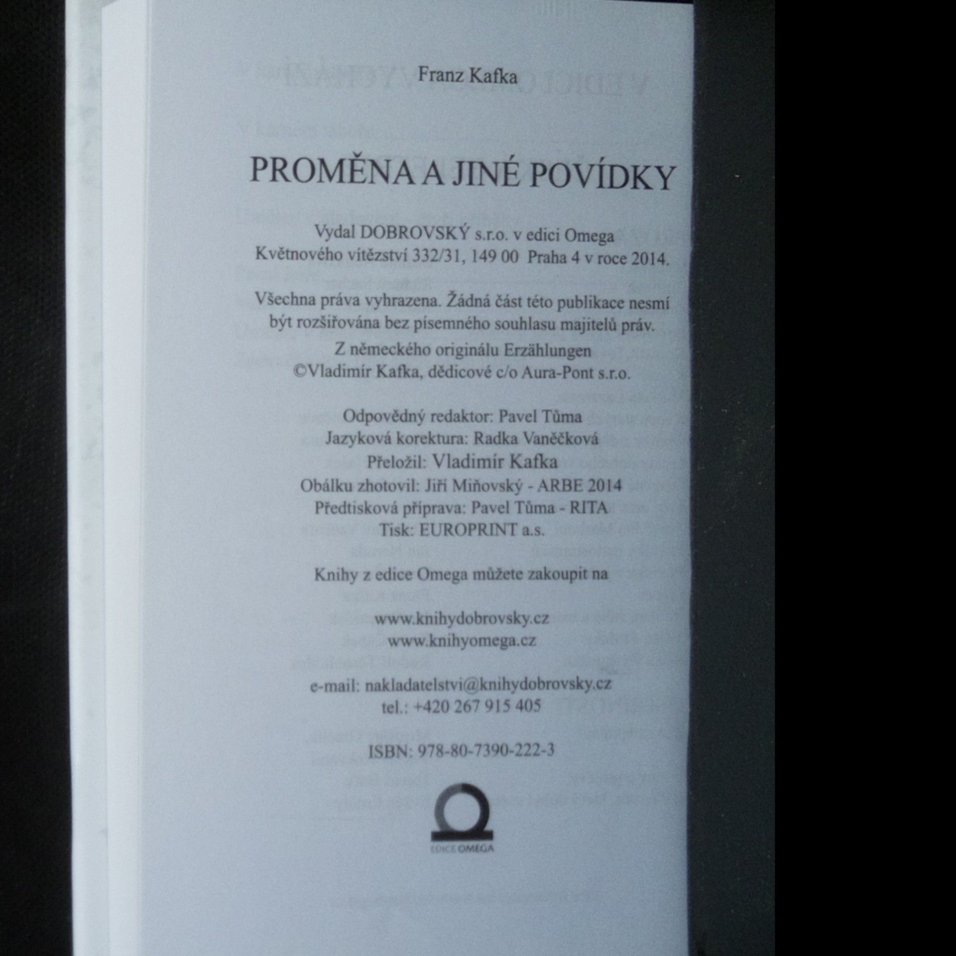 Franz Kafka Proměna a jiné povídky