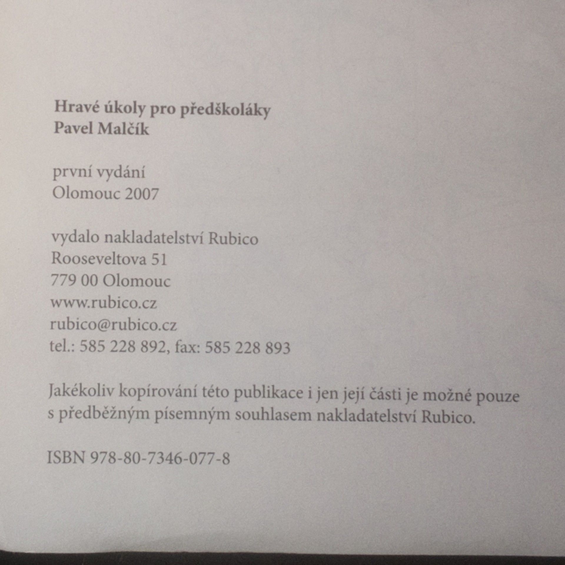 Pavel Malčík Hravé úkoly pro předškoláky