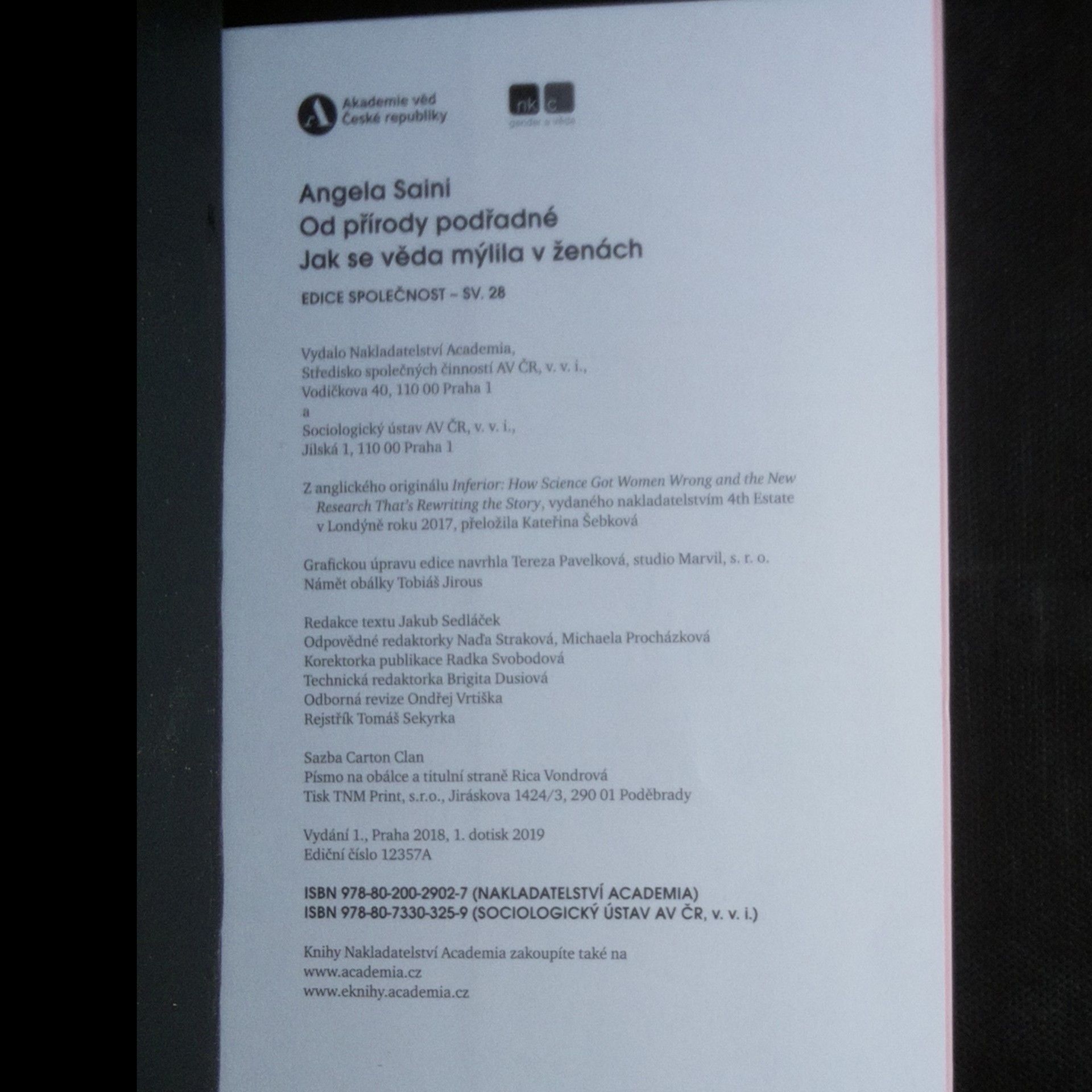 Angela Saini Od přírody podřadné