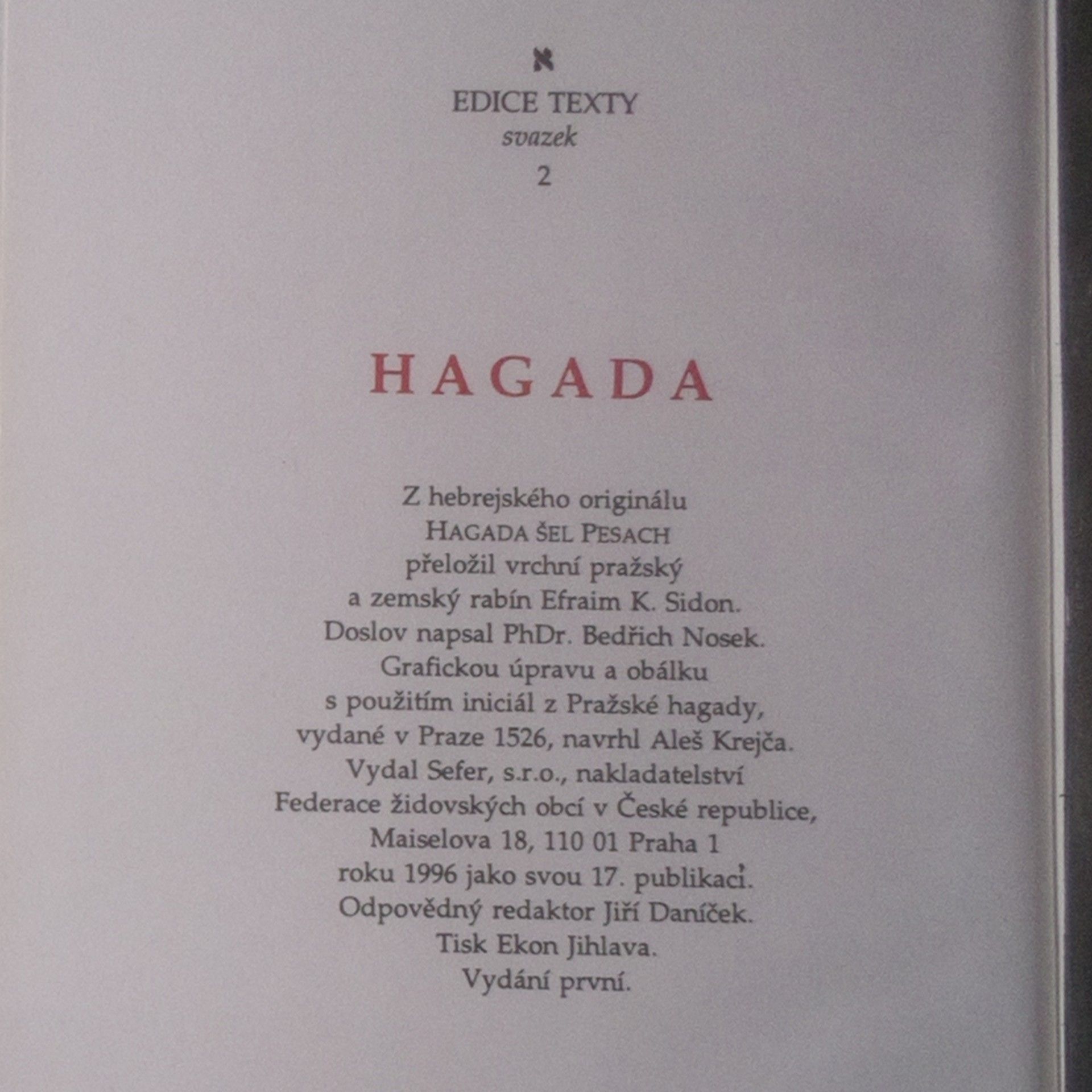 Karol Sidon Nová pražská pesachová Hagada