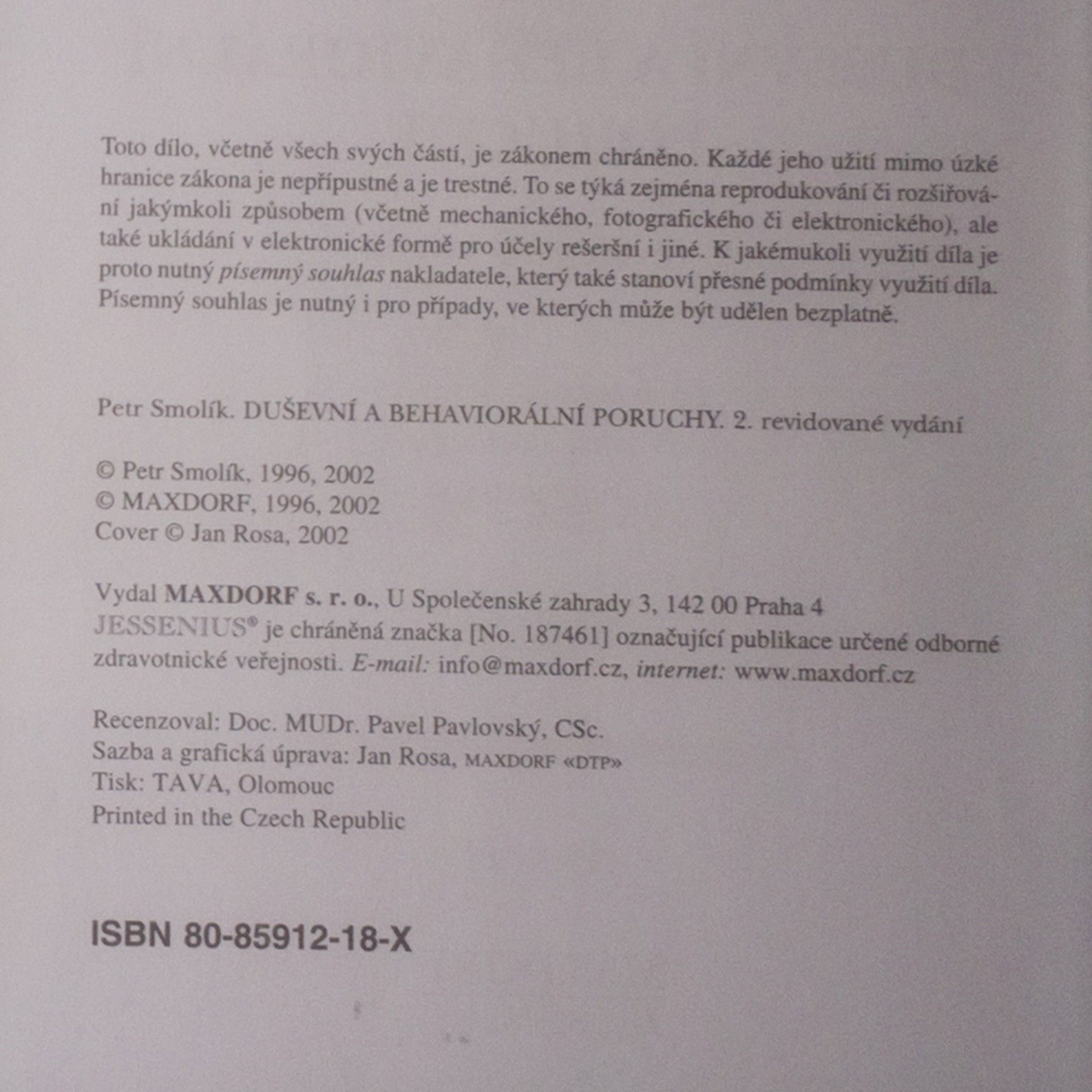 Petr Smolík Duševní a behaviorální poruchy