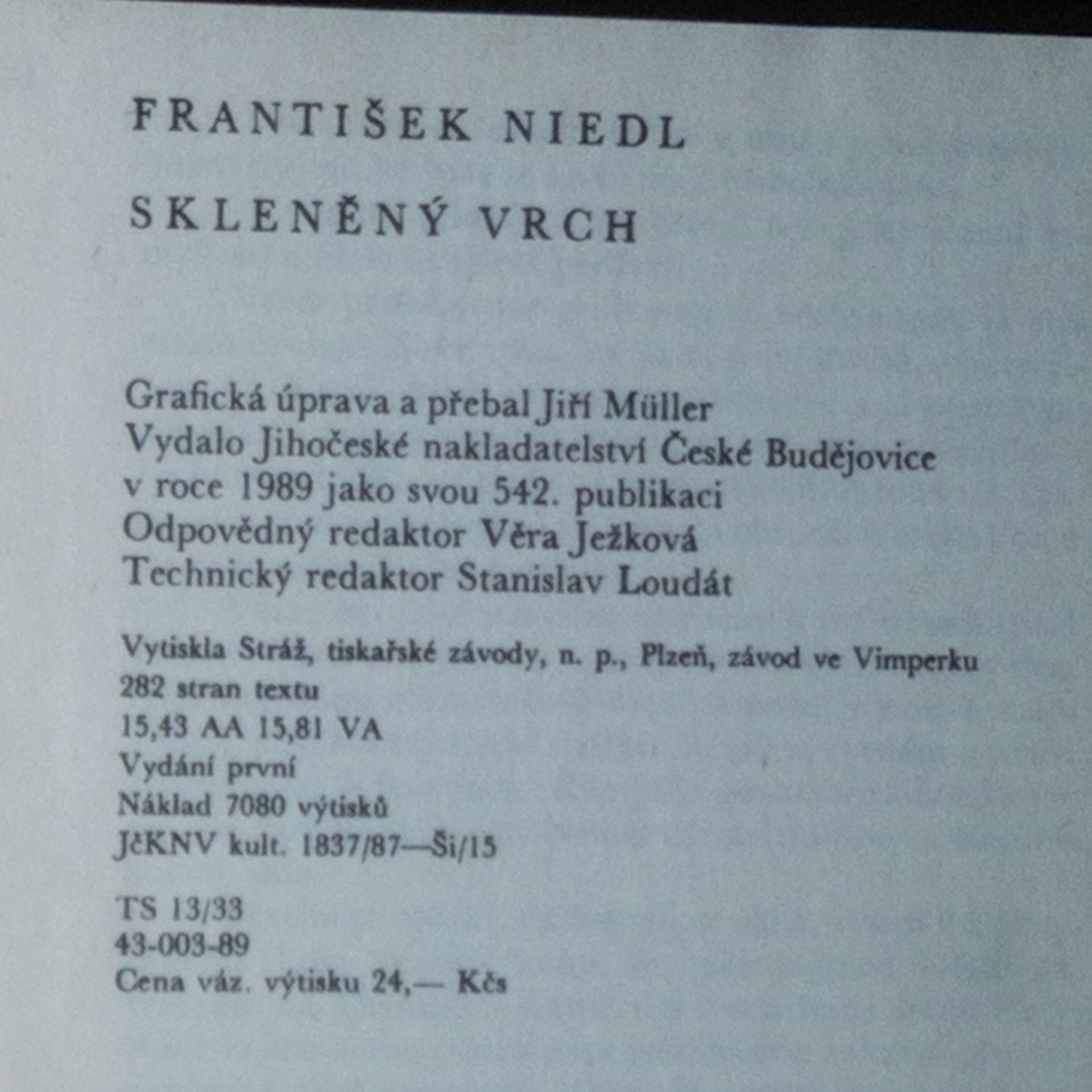 František Niedl Skleněný vrch